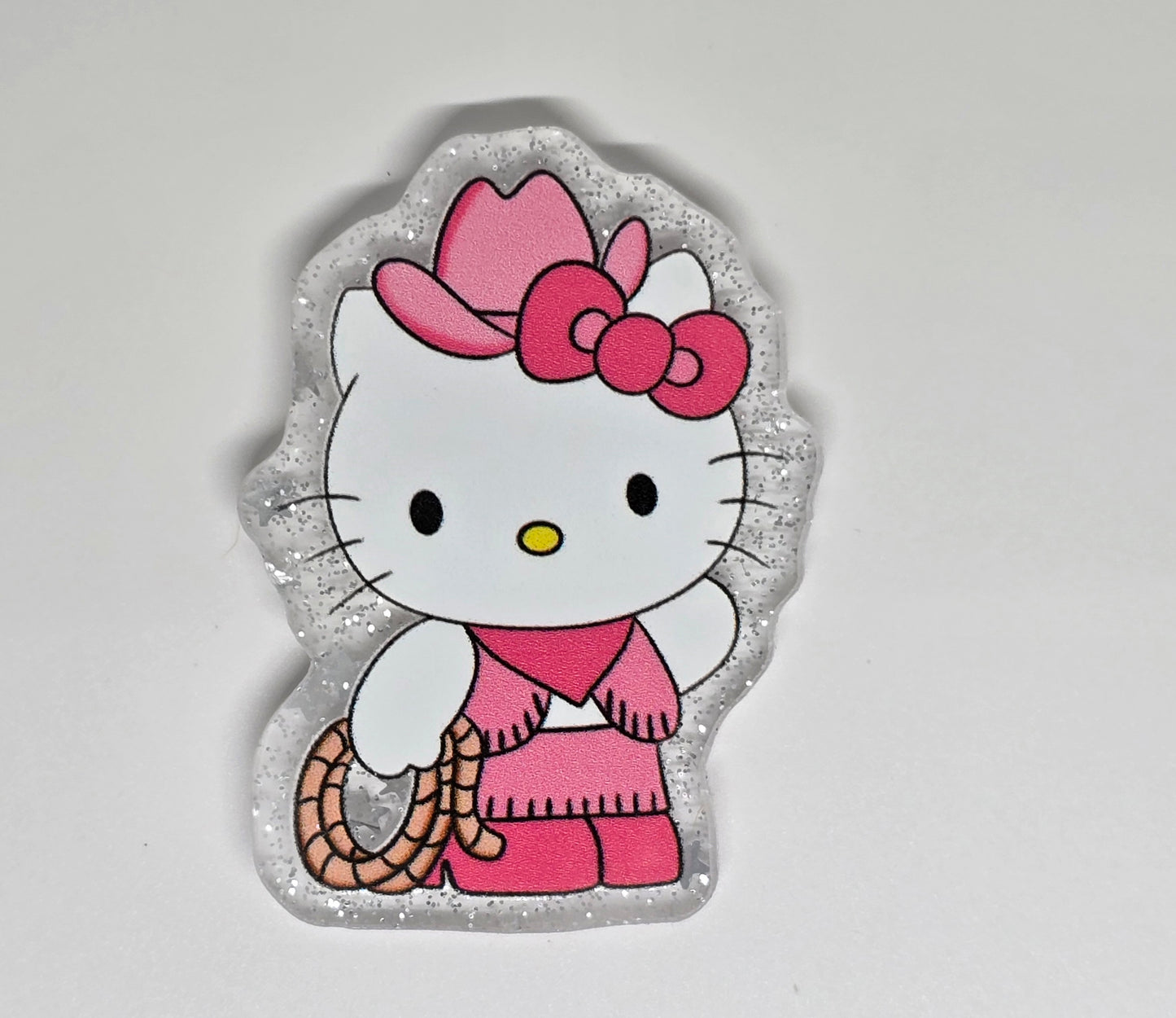 Acrylic Glitter Flatback- Cowboy Kitty