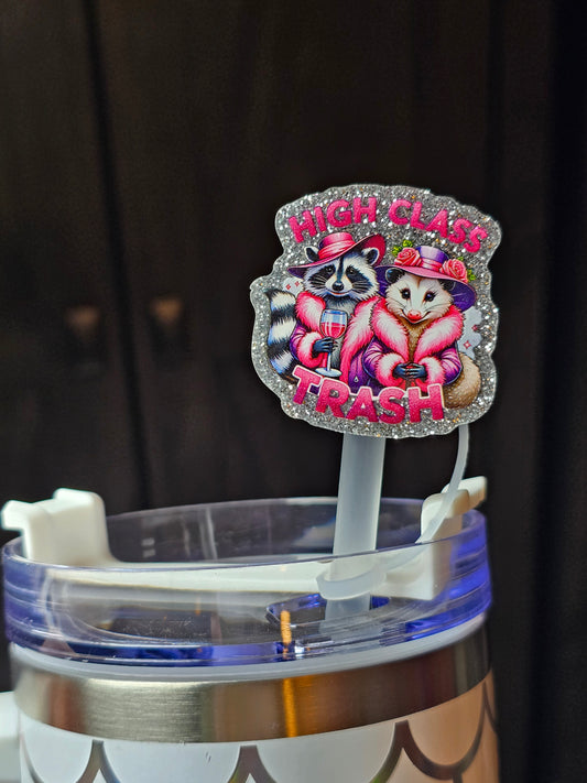 ✨️Acrylic Glitter Straw Toppers- High Class Trash✨️