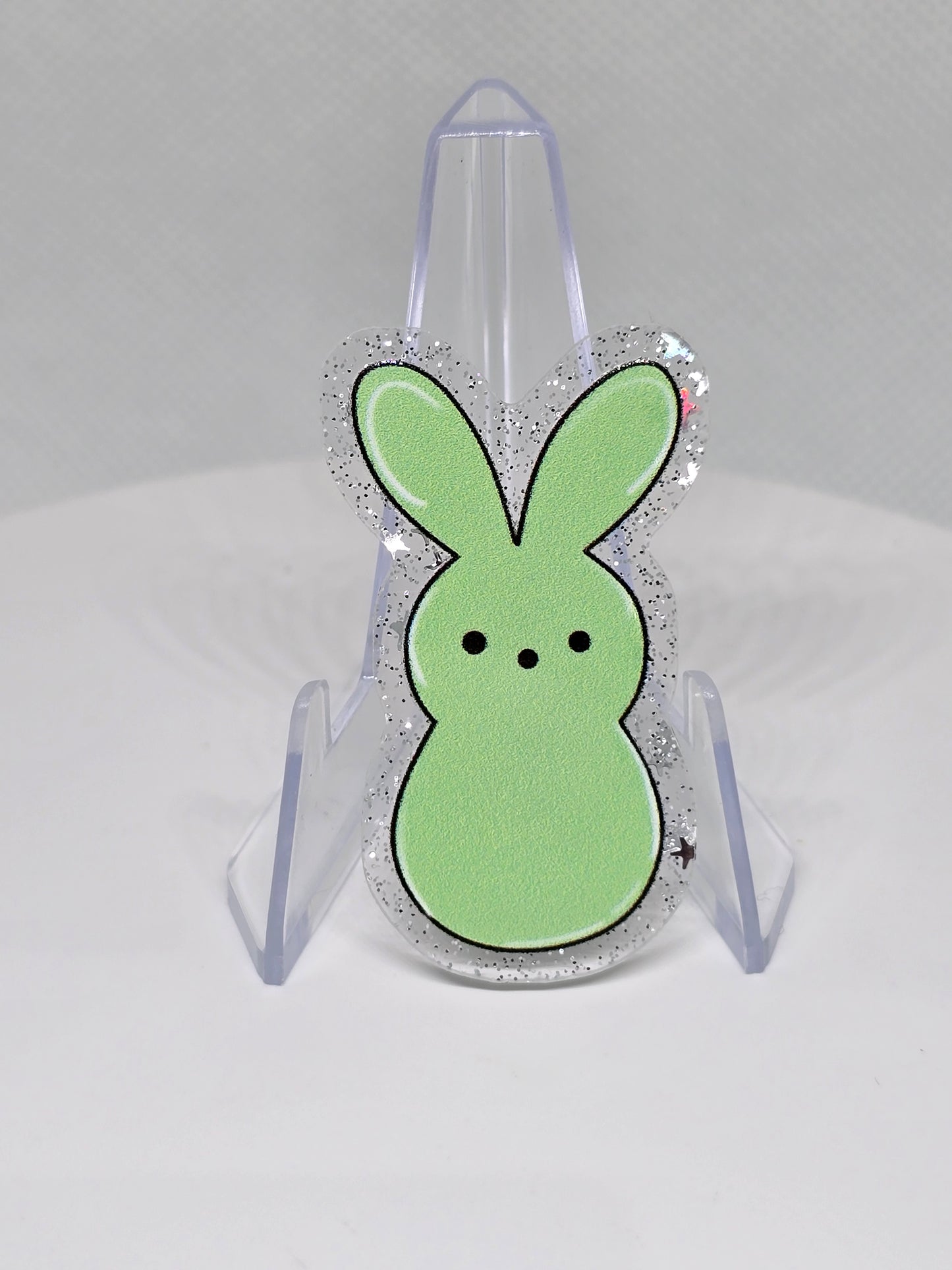 Acrylic Glitter Flatback- Green Peep