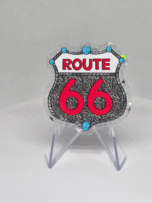 Acrylic Glitter Flatback- Route 66 Zebra