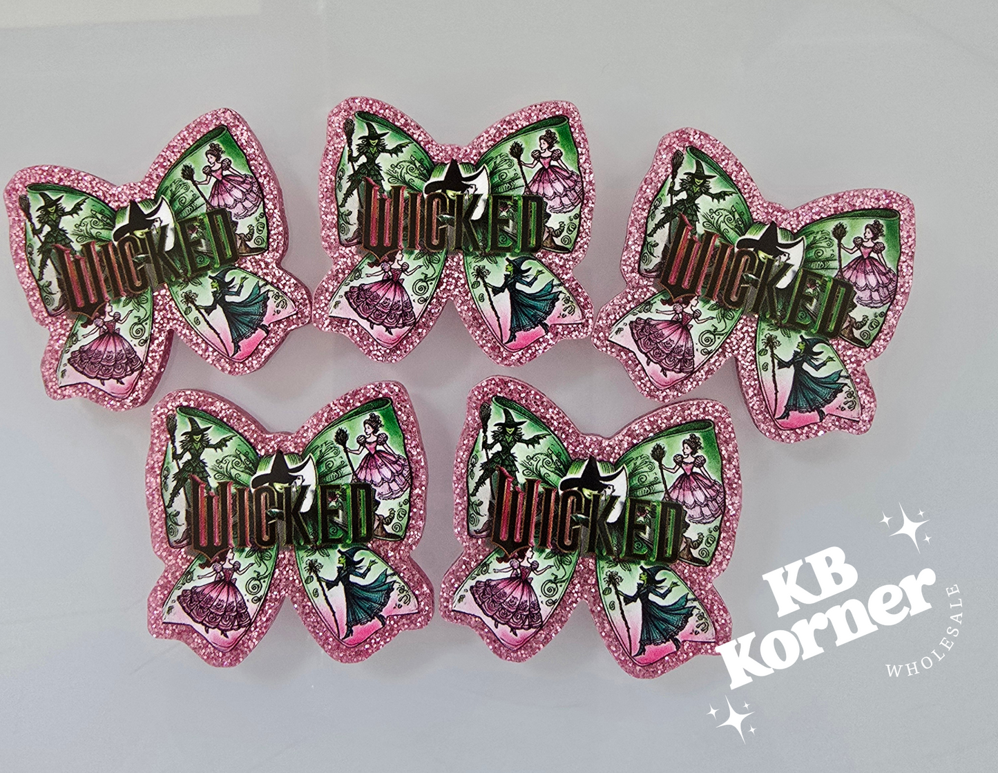 Acrylic Glitter Flatback Bundle: Green or Pink Wicked