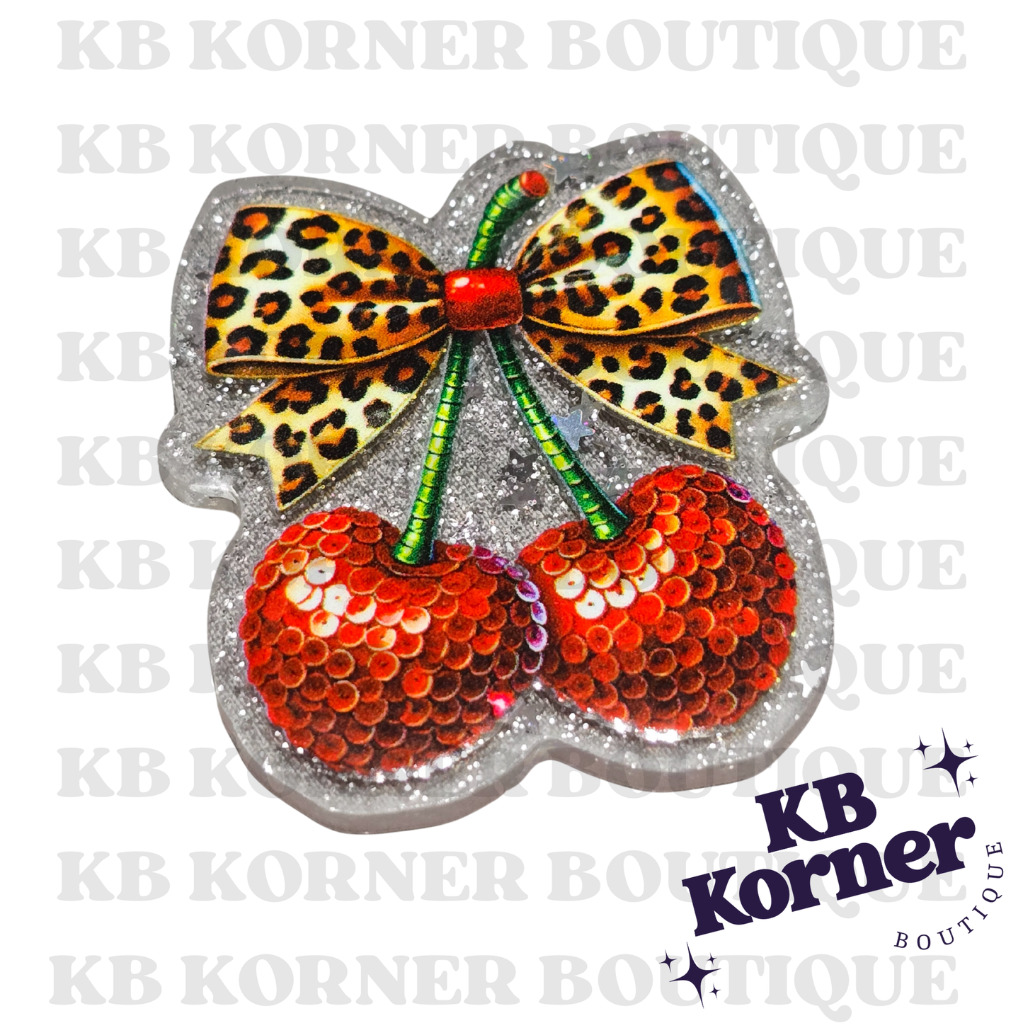 🍒 Acrylic Glitter Flatbacks- Sequin Cherries 🍒