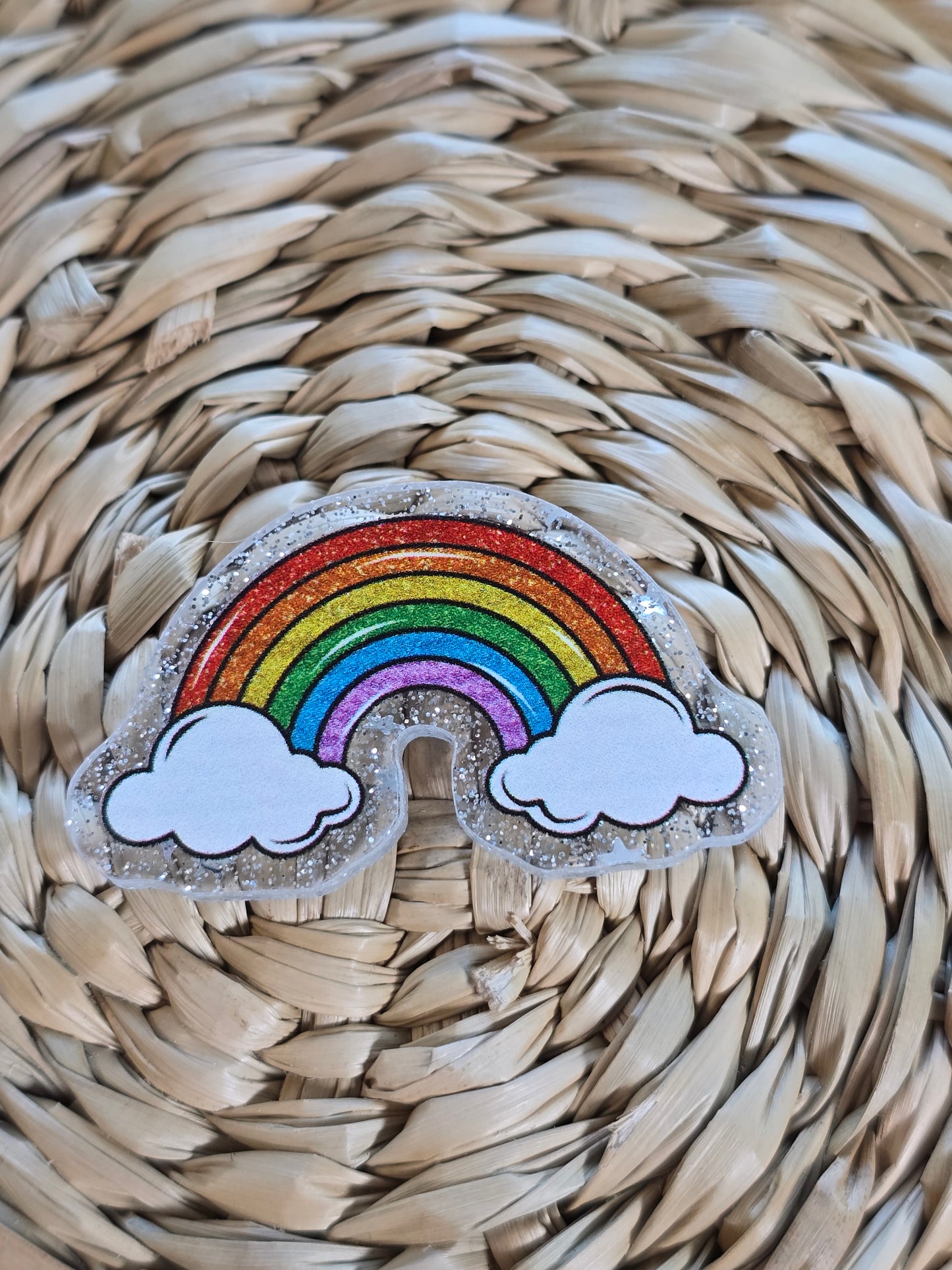 Acrylic Glitter Flatbacks- Rainbow Clouds