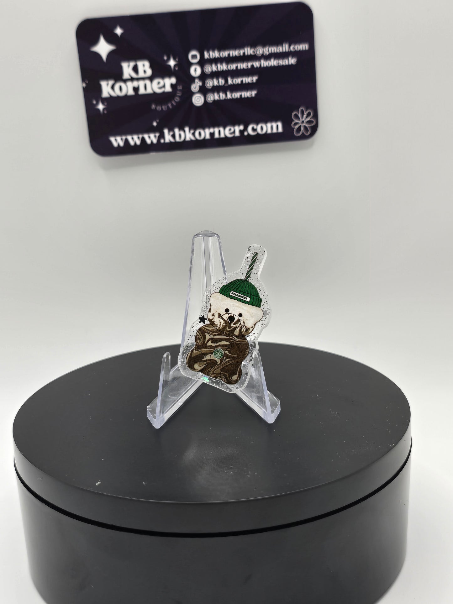 Acrylic Glitter Flatbacks- Starbies Coffee Brew