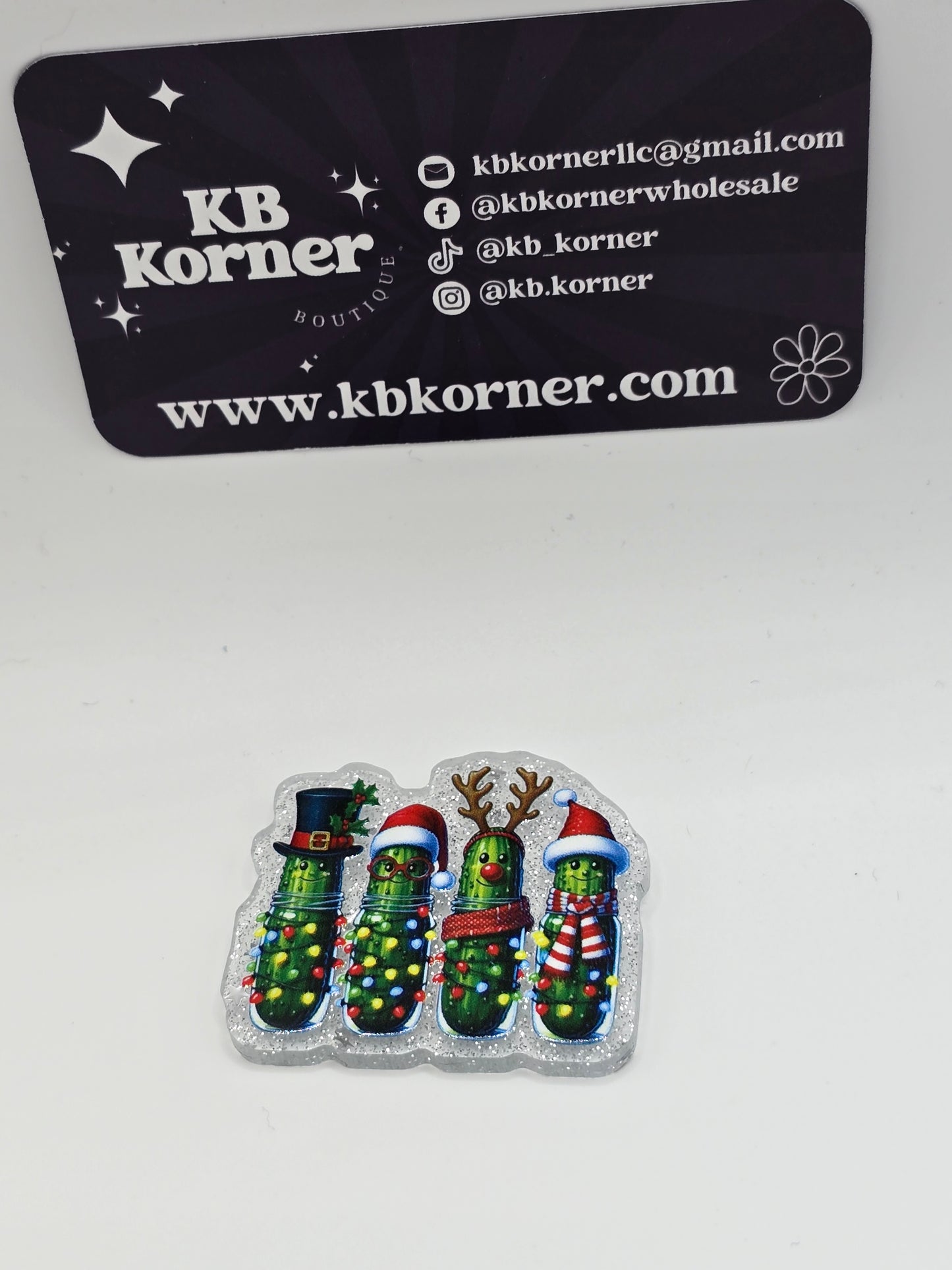 Acrylic Glitter Flatbacks- Christmas Pickles