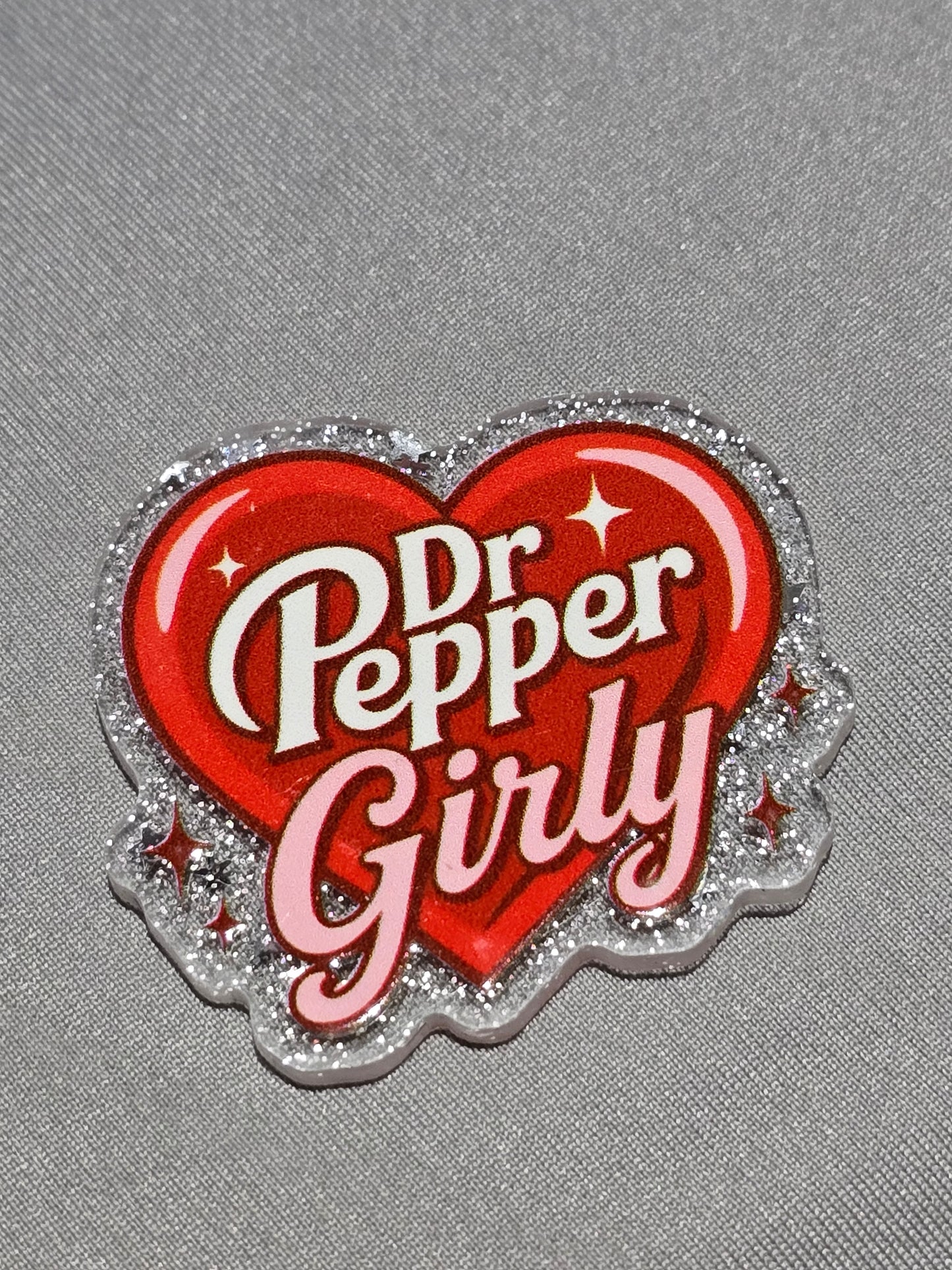 Acrylic Glitter Flatbacks- Dr. Pepper Girly