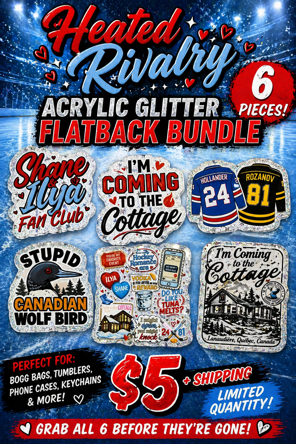 Acrylic Glitter Flatback Bundle: Heated 🔥