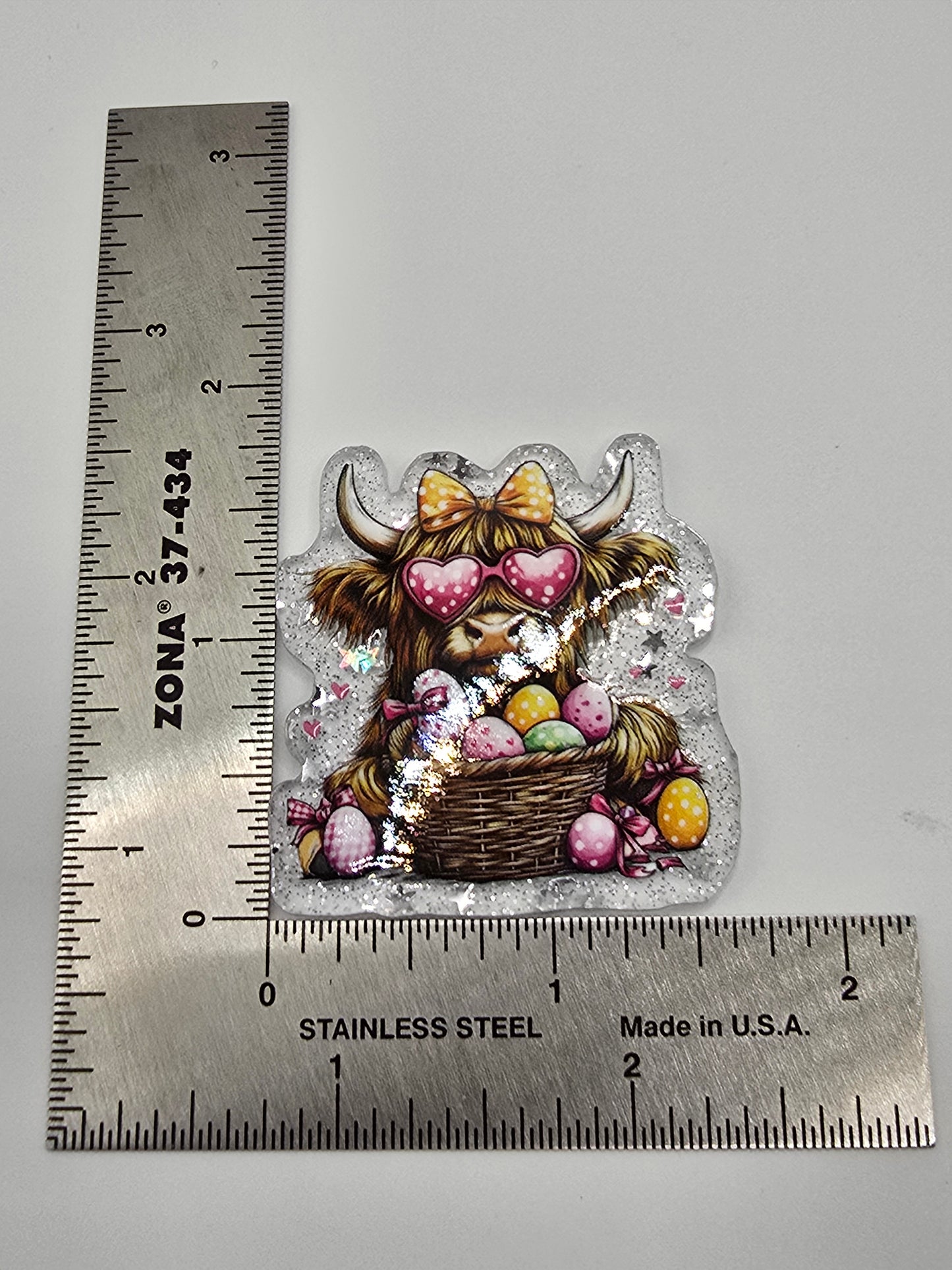 Acrylic Glitter Flatbacks- Easter Egg Cow