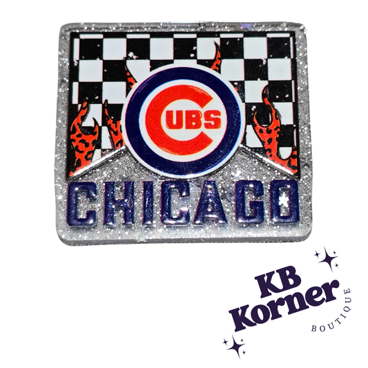⚾️ Acrylic Glitter Flatbacks- Cubs Marlboro Flame ⚾️