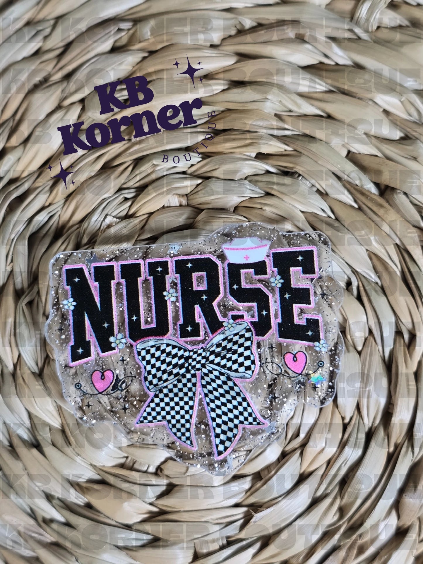 Acrylic Glitter Flatbacks - Nurse