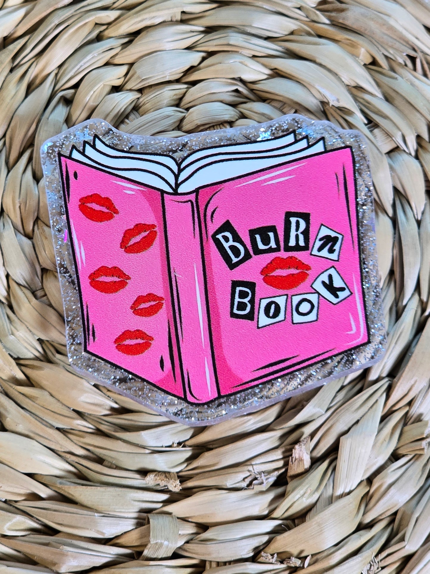 Acrylic Glitter Flatbacks- Burn Book