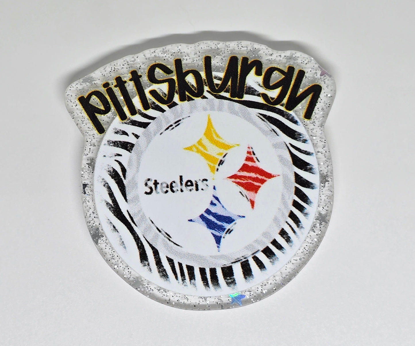 Acrylic Glitter Flatback- Steelers Tiger Stripes