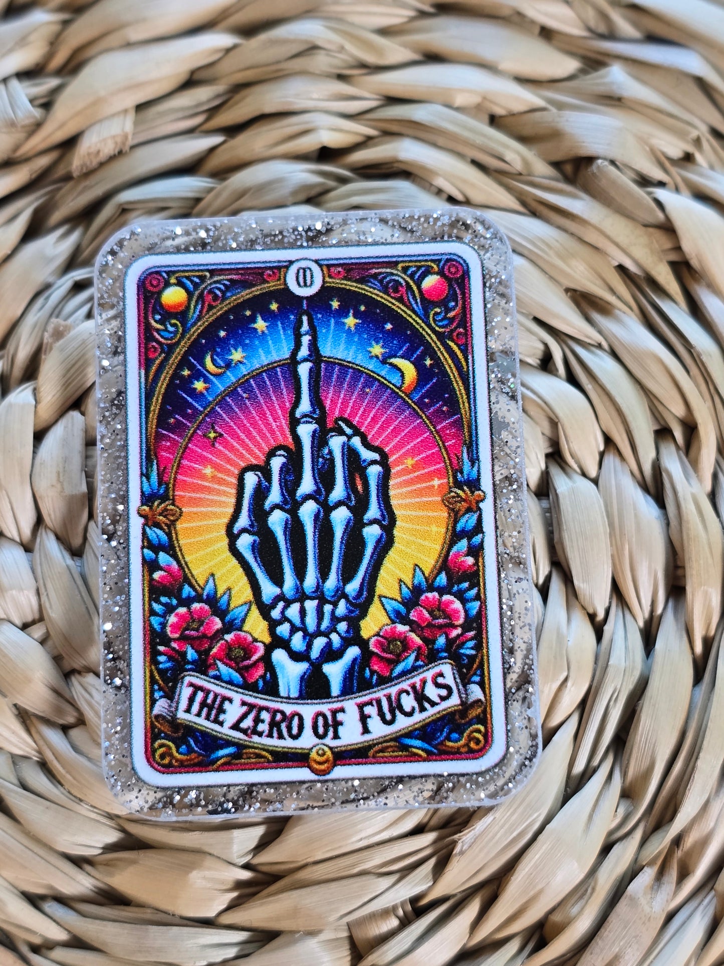 Acrylic Glitter Flatbacks- The Zero of Fucks
