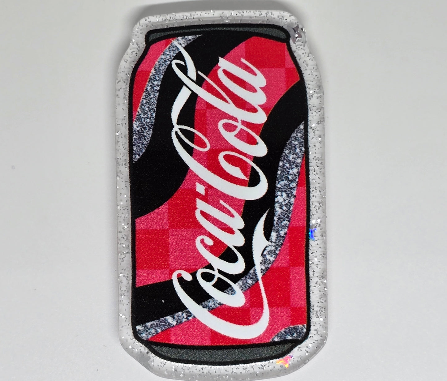 Acrylic Glitter Flatback- Coke Pink and Black Glitter