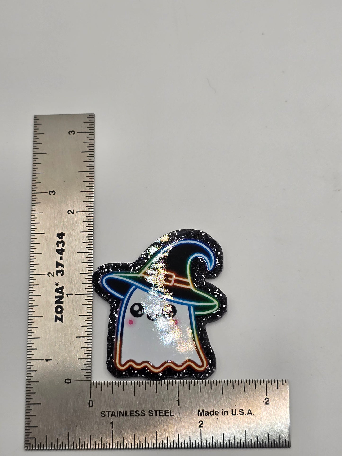 Acrylic Glitter Flatbacks-Neon Ghosty