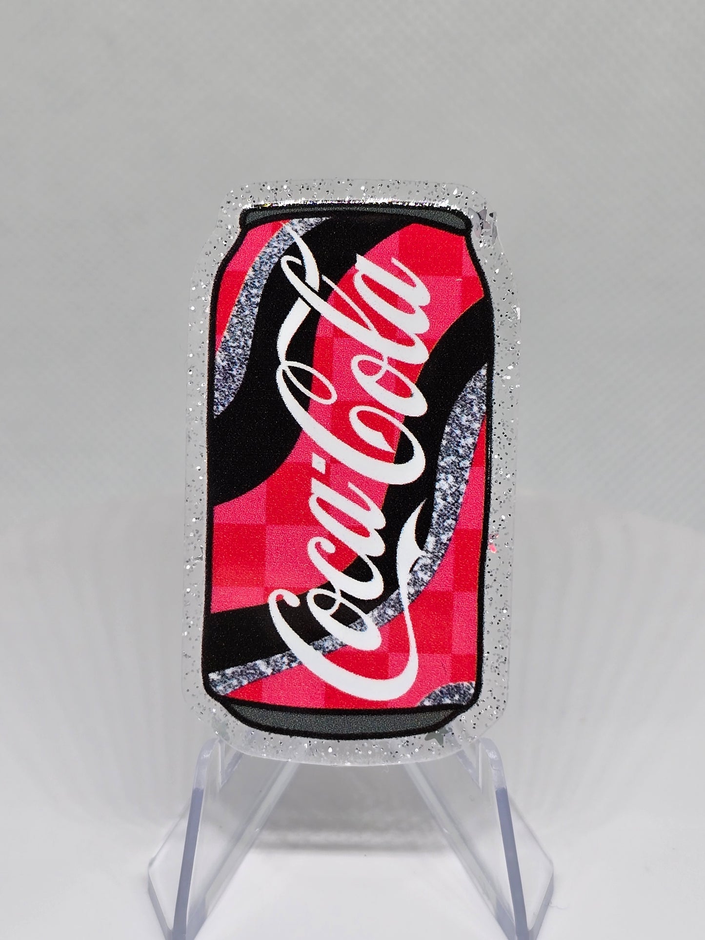 Acrylic Glitter Flatback- Coke Pink and Black Glitter