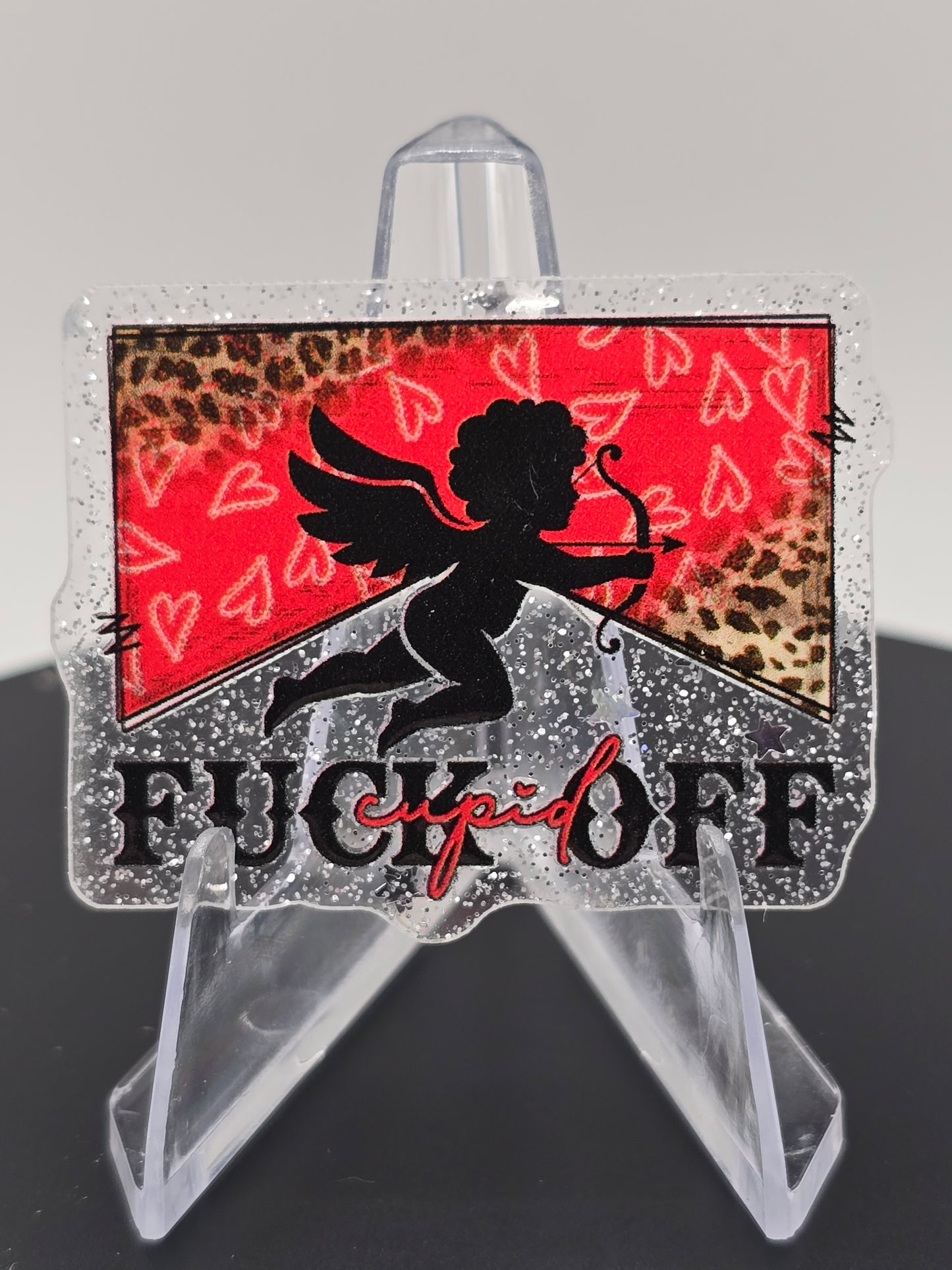 Acrylic Glitter Flatbacks- Valentine’s Fuck Off Cupid