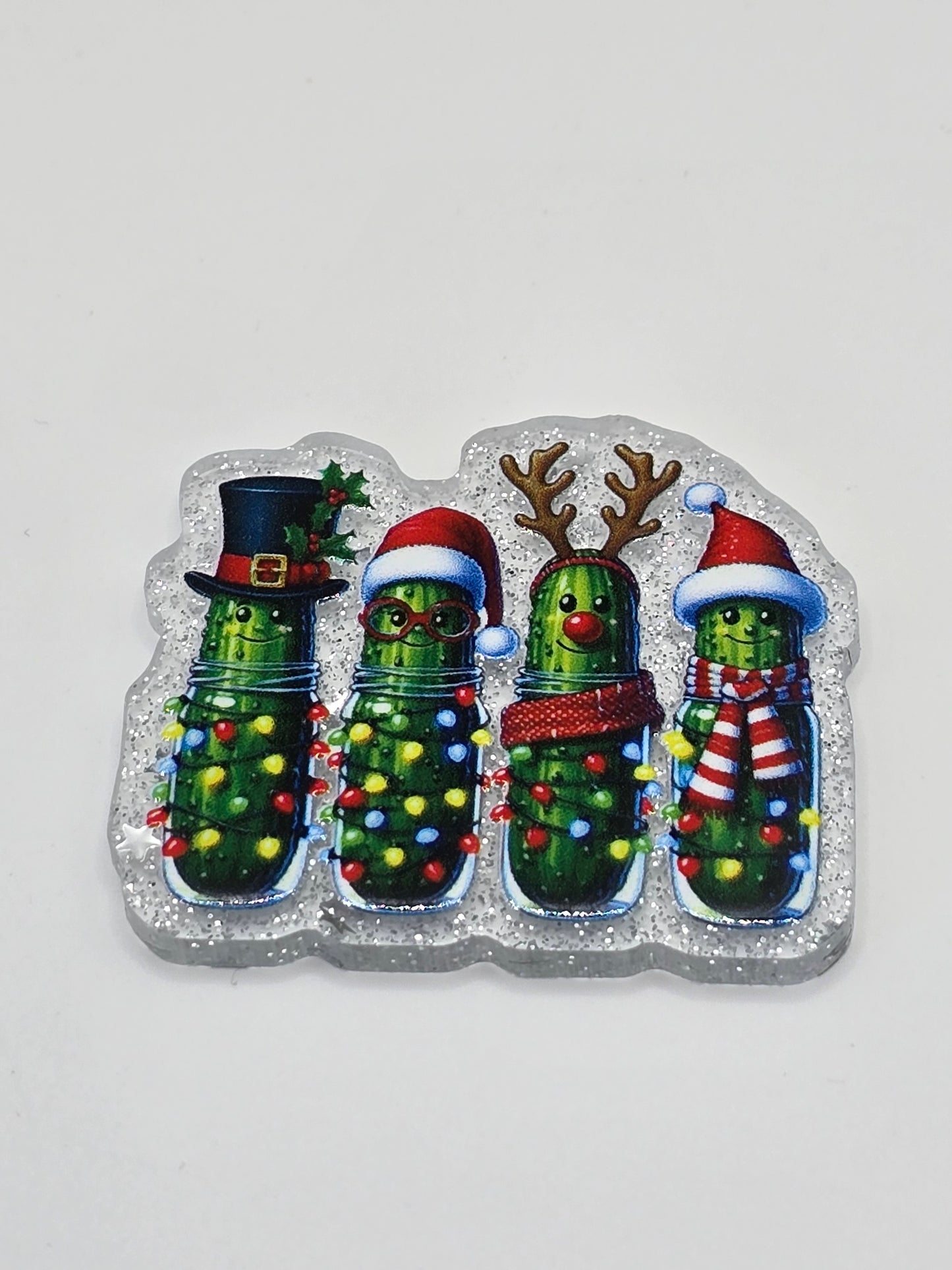 Acrylic Glitter Flatbacks- Christmas Pickles