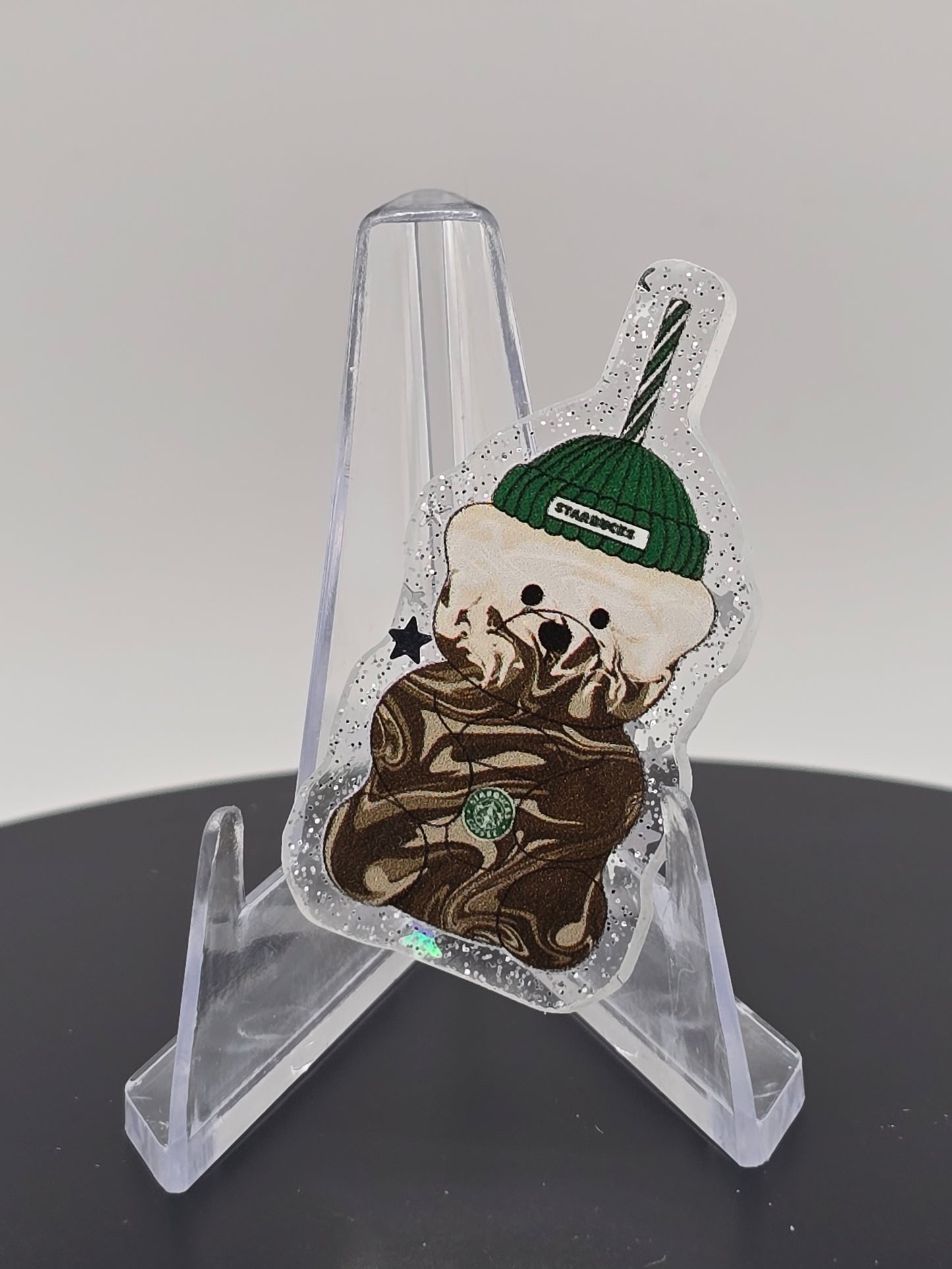Acrylic Glitter Flatbacks- Starbies Coffee Brew