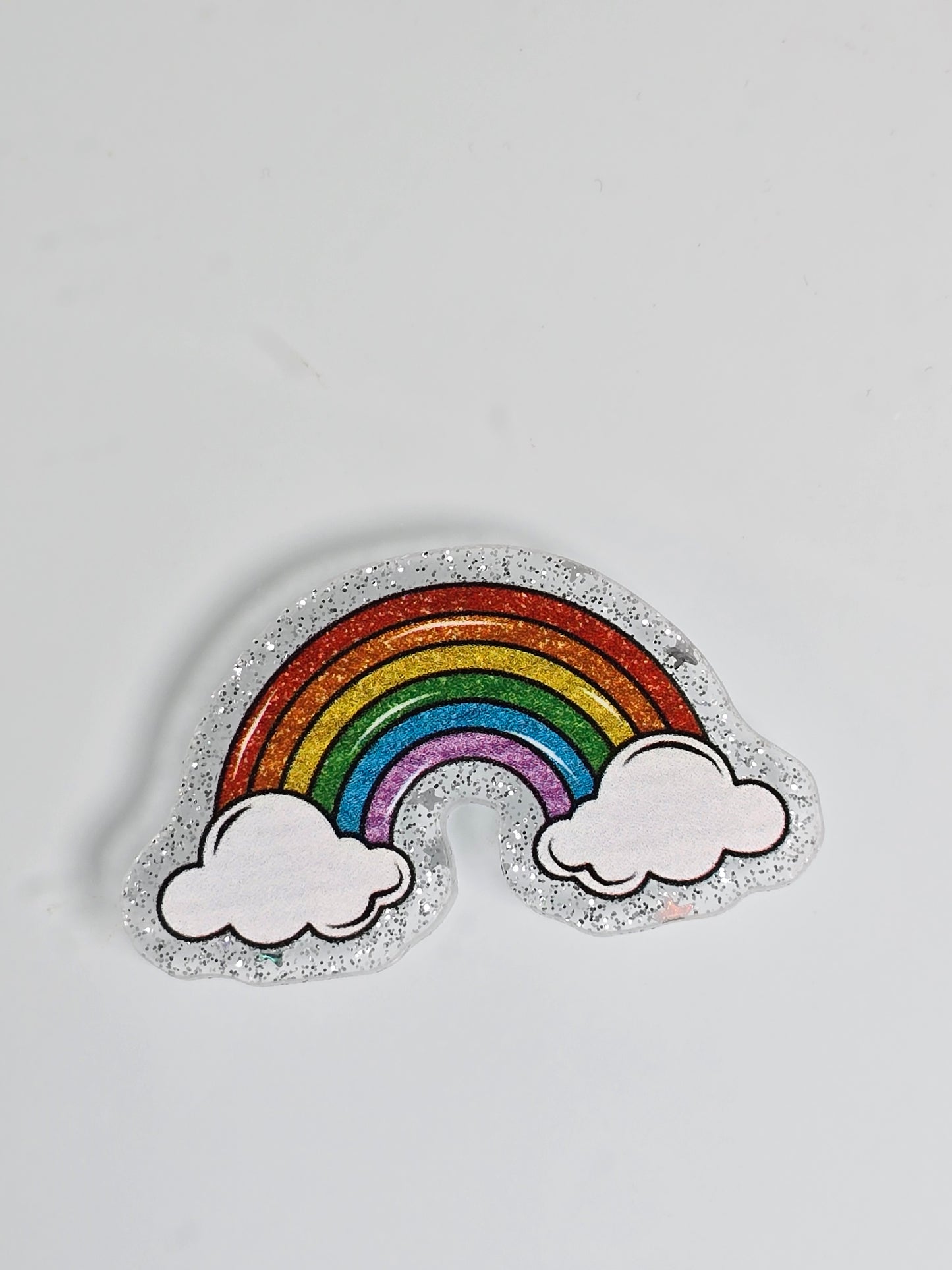 Acrylic Glitter Flatbacks- Rainbow Clouds