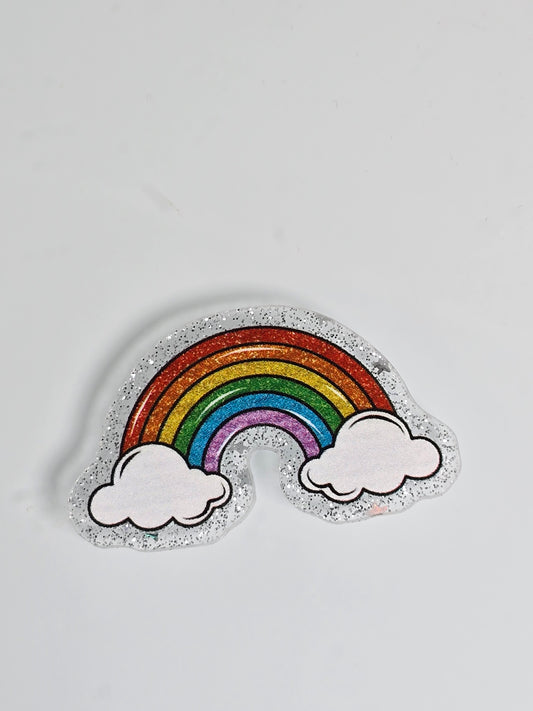 Acrylic Glitter Flatbacks- Rainbow Clouds