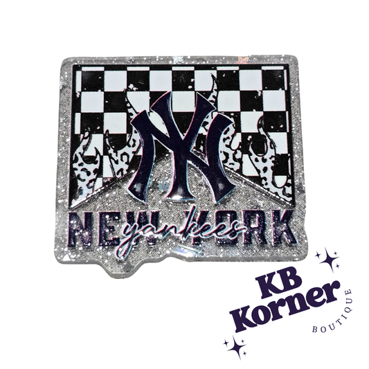 ⚾️ Acrylic Glitter Flatbacks- Yankees Marlboro Flame ⚾️