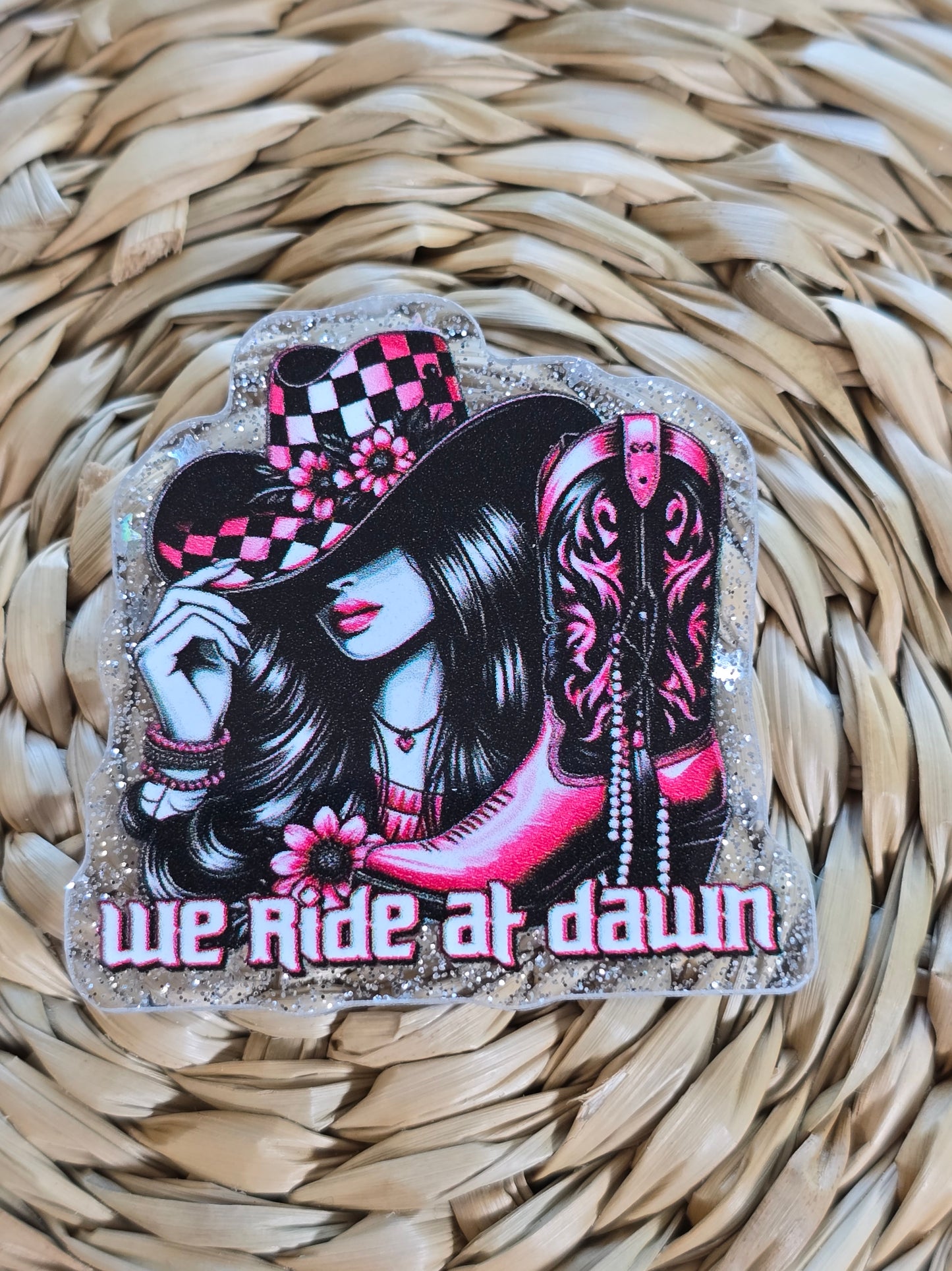 Acrylic Glitter Flatbacks- We Ride At Dawn