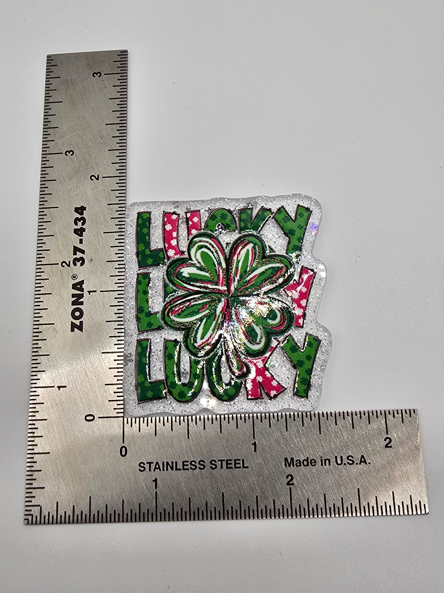 🍀 Acrylic Glitter Flatbacks- St. Patrick's Lucky Shamrock 🍀