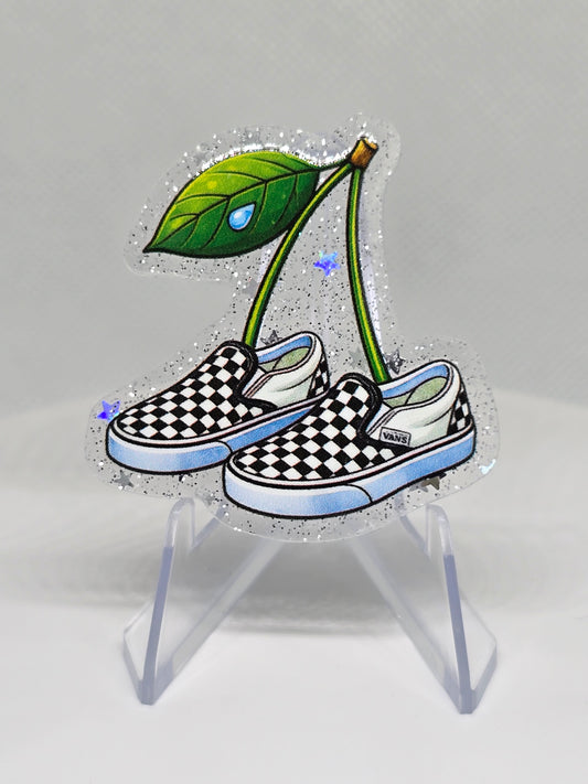 Acrylic Glitter Flatback- Vans Cherries