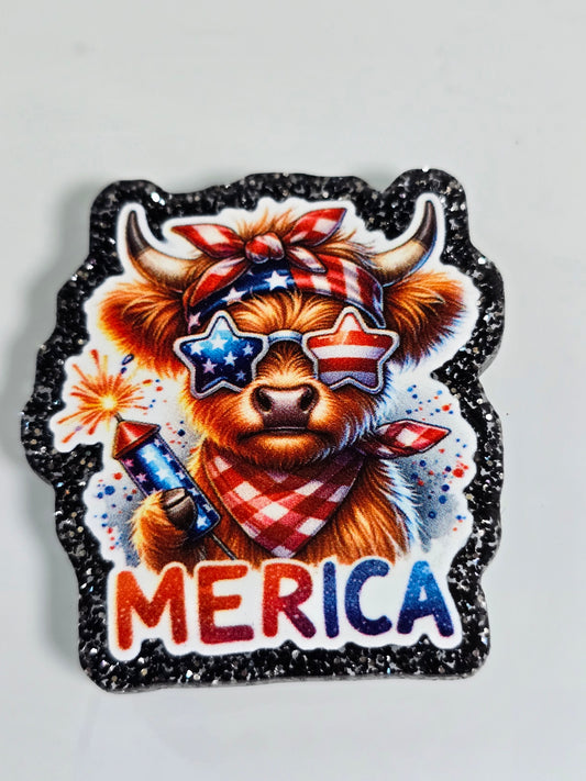 Acrylic Glitter Flatbacks-Merica