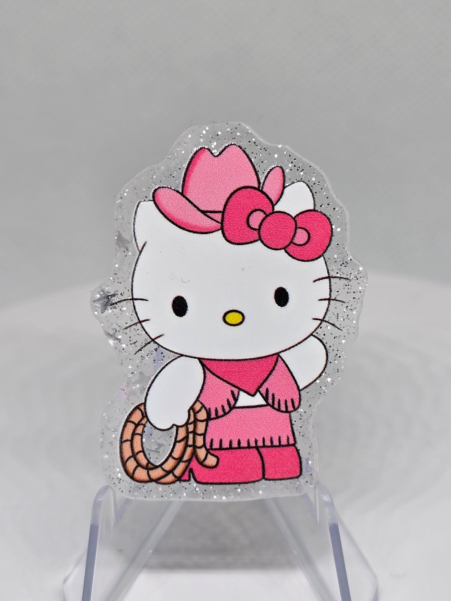 Acrylic Glitter Flatback- Cowboy Kitty