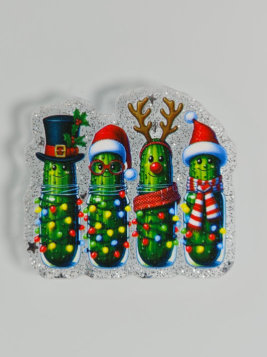 Acrylic Glitter Flatbacks- Christmas Pickles