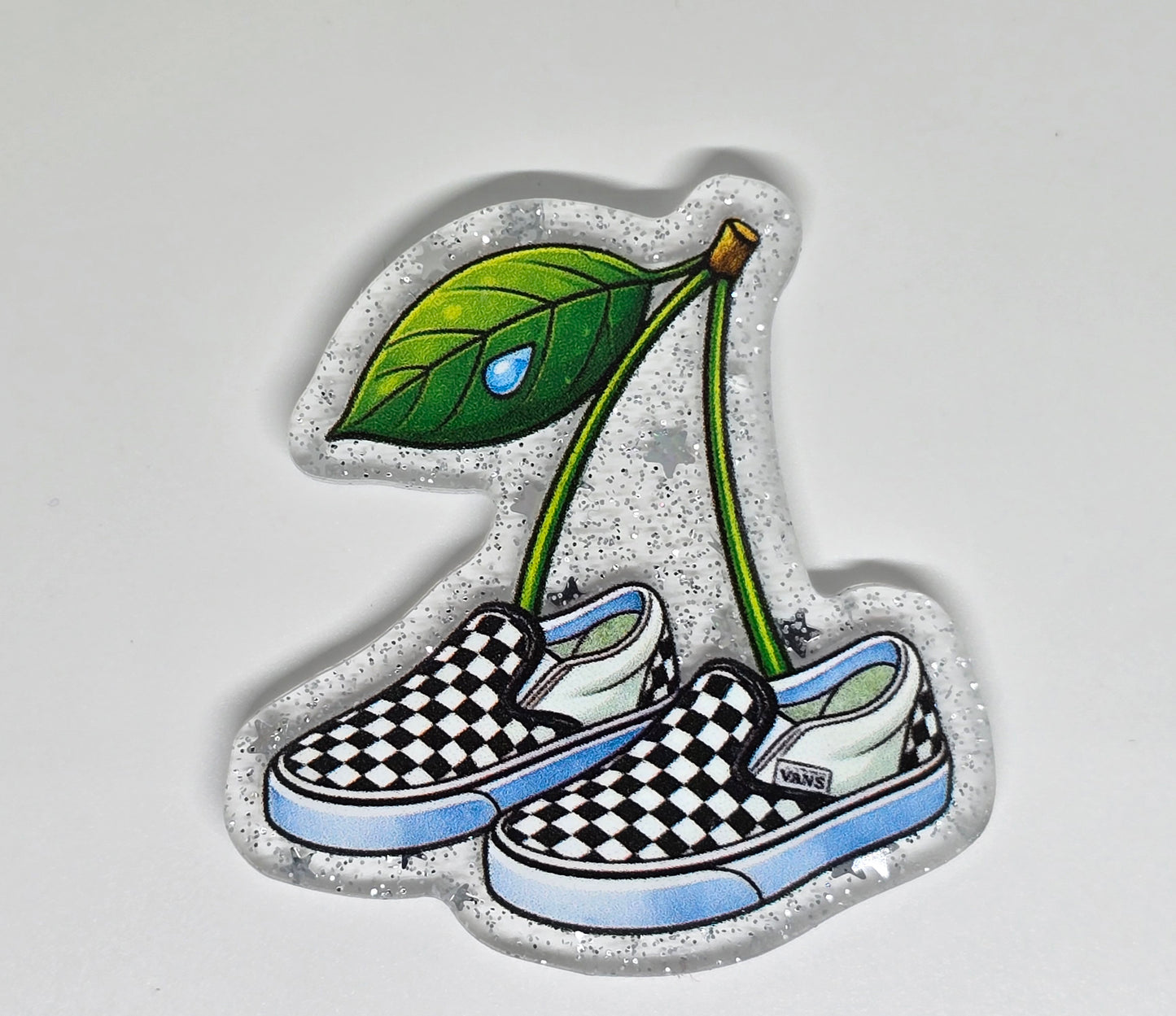 Acrylic Glitter Flatback- Vans Cherries