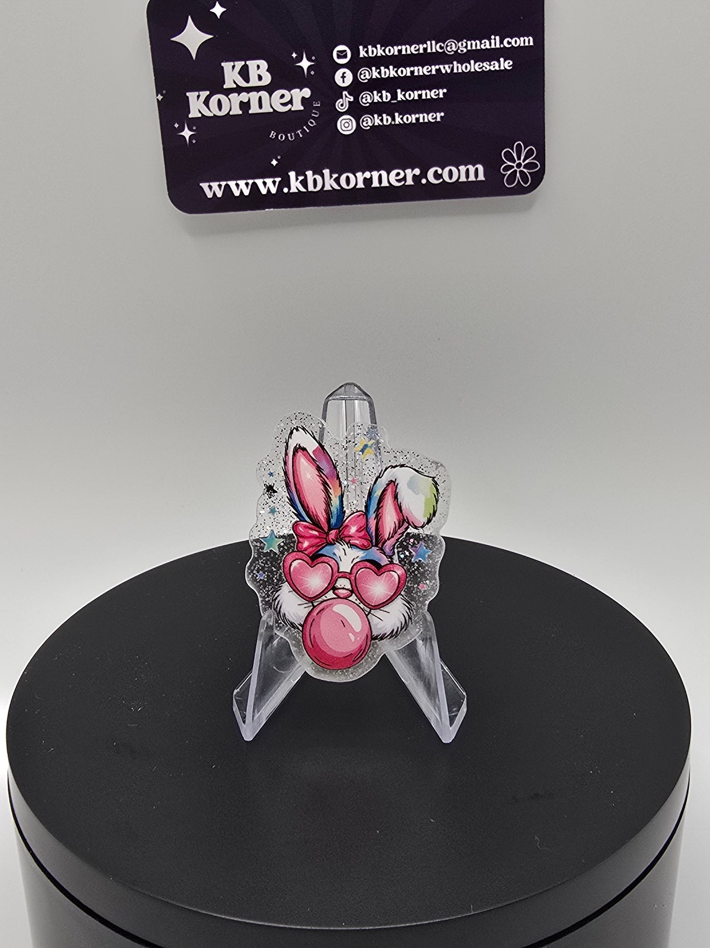 Acrylic Glitter Flatbacks- Bubblegum Easter Bunny