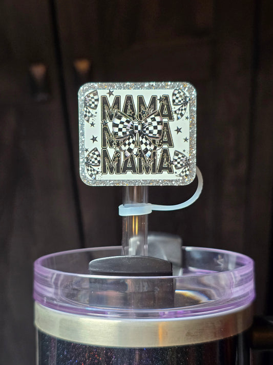 ✨️Acrylic Glitter Straw Toppers- Mama Bow✨️