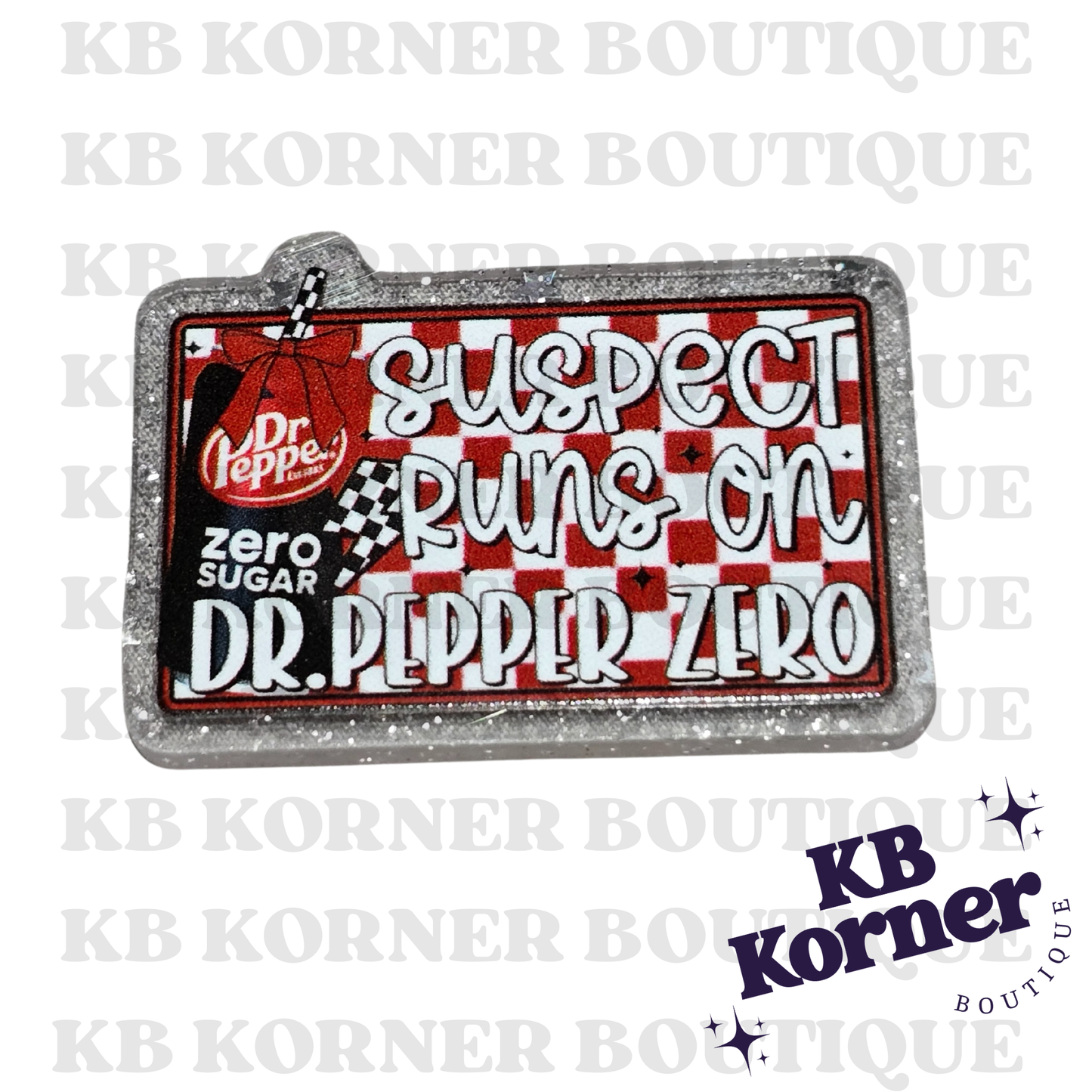 Acrylic Glitter Flatbacks- Suspect Runs On Dr. Pepper