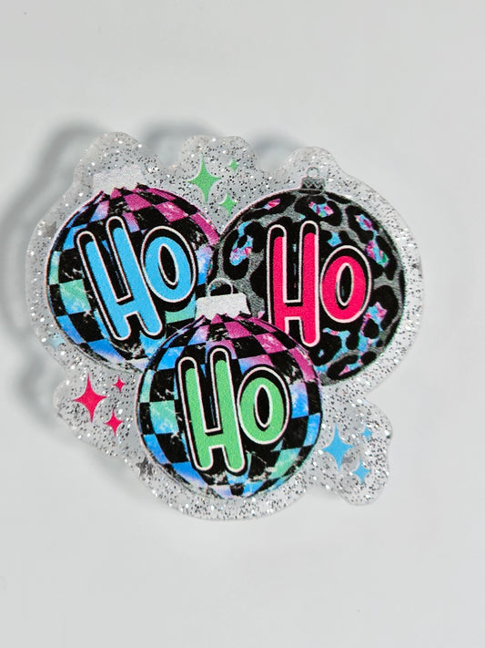 Acrylic Glitter Flatbacks- Ho Ho Ho