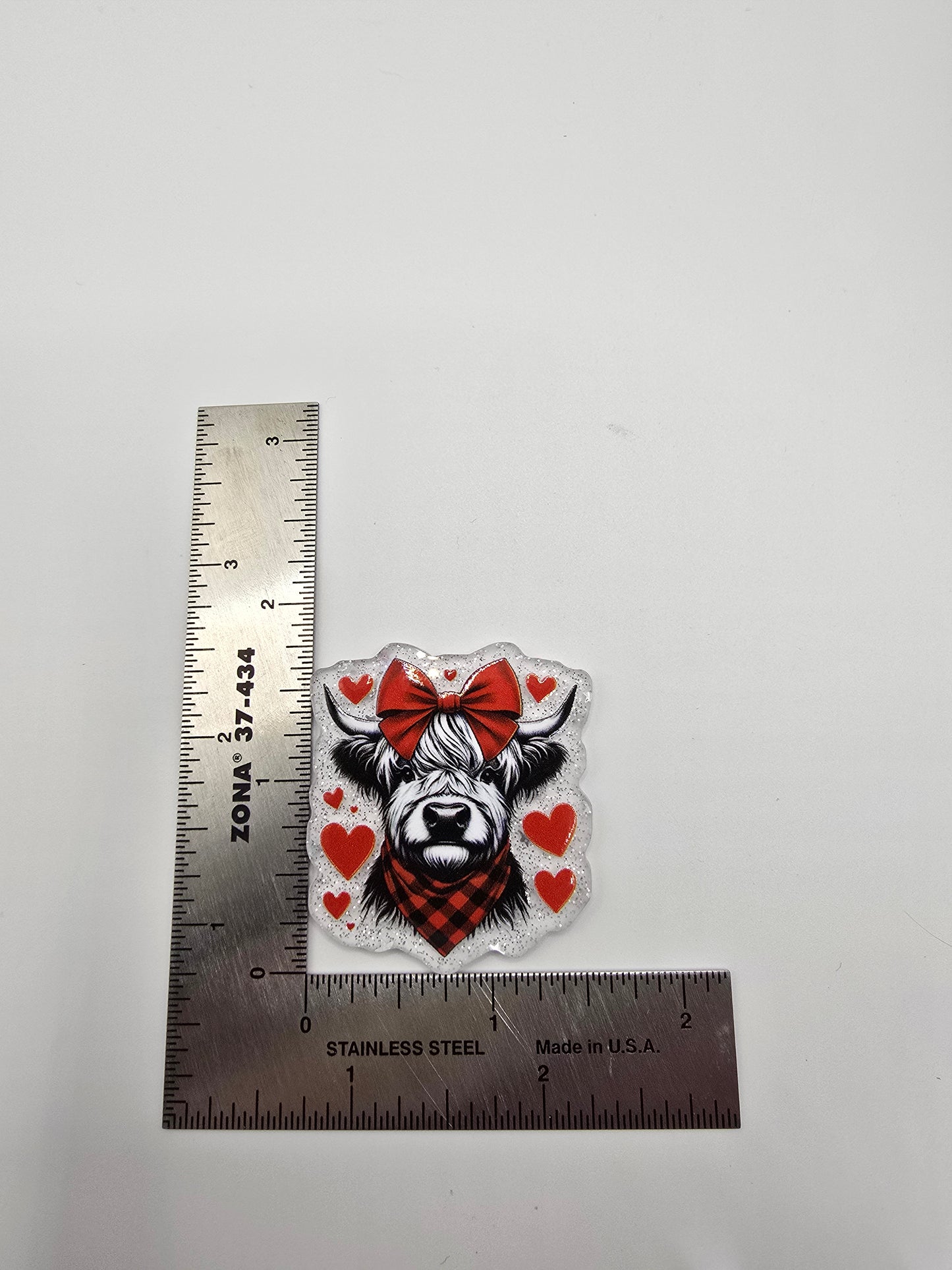Acrylic Glitter Flatbacks- Valentine’s Cow