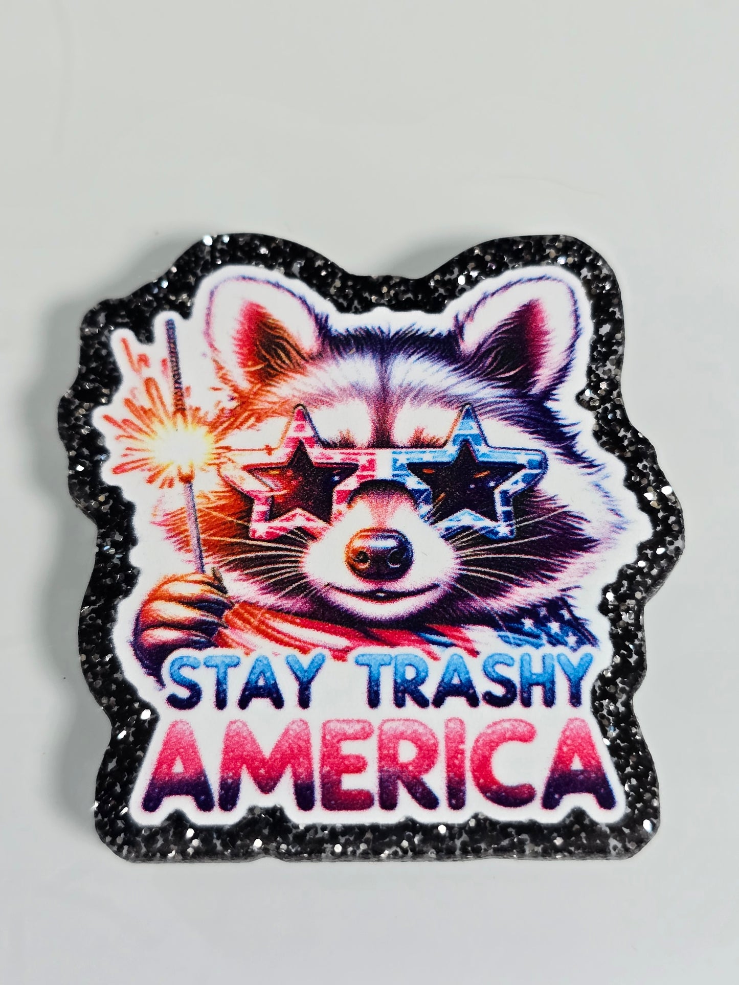 Acrylic Glitter Flatbacks-Stay Trashy America