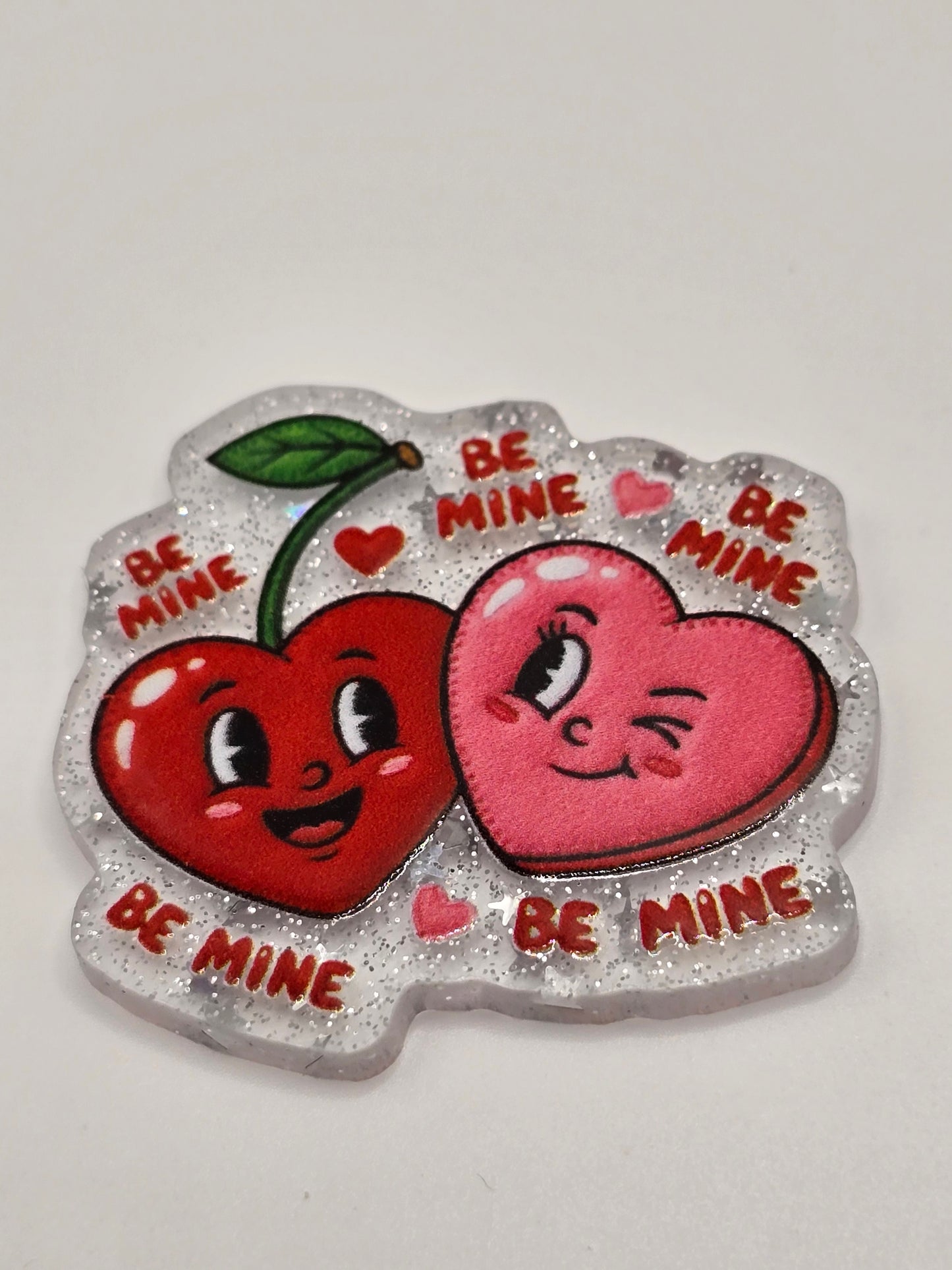 Acrylic Glitter Flatbacks- Valentine’s Be Mine Hearts