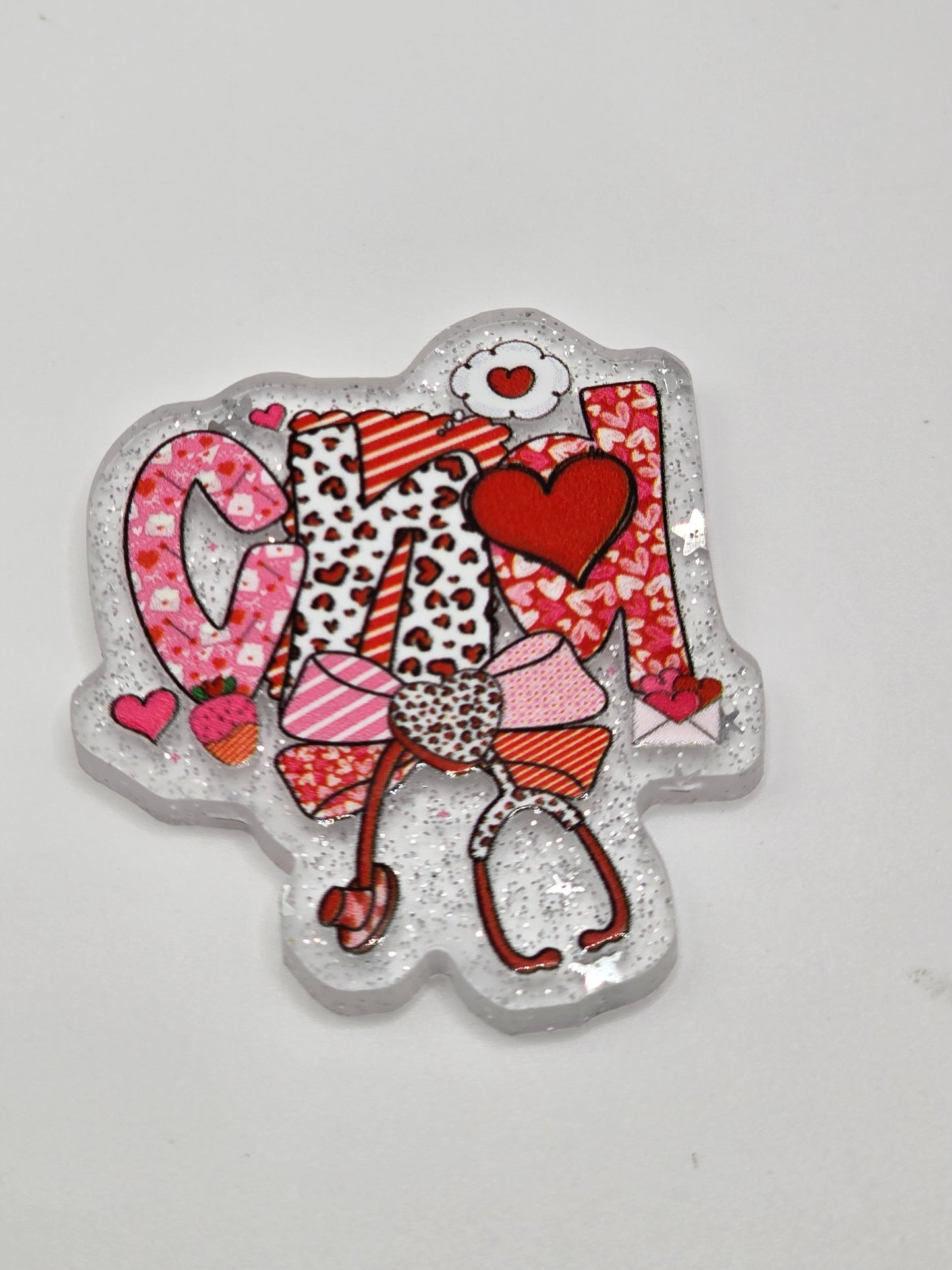 Acrylic Glitter Flatbacks- Valentine’s CNA