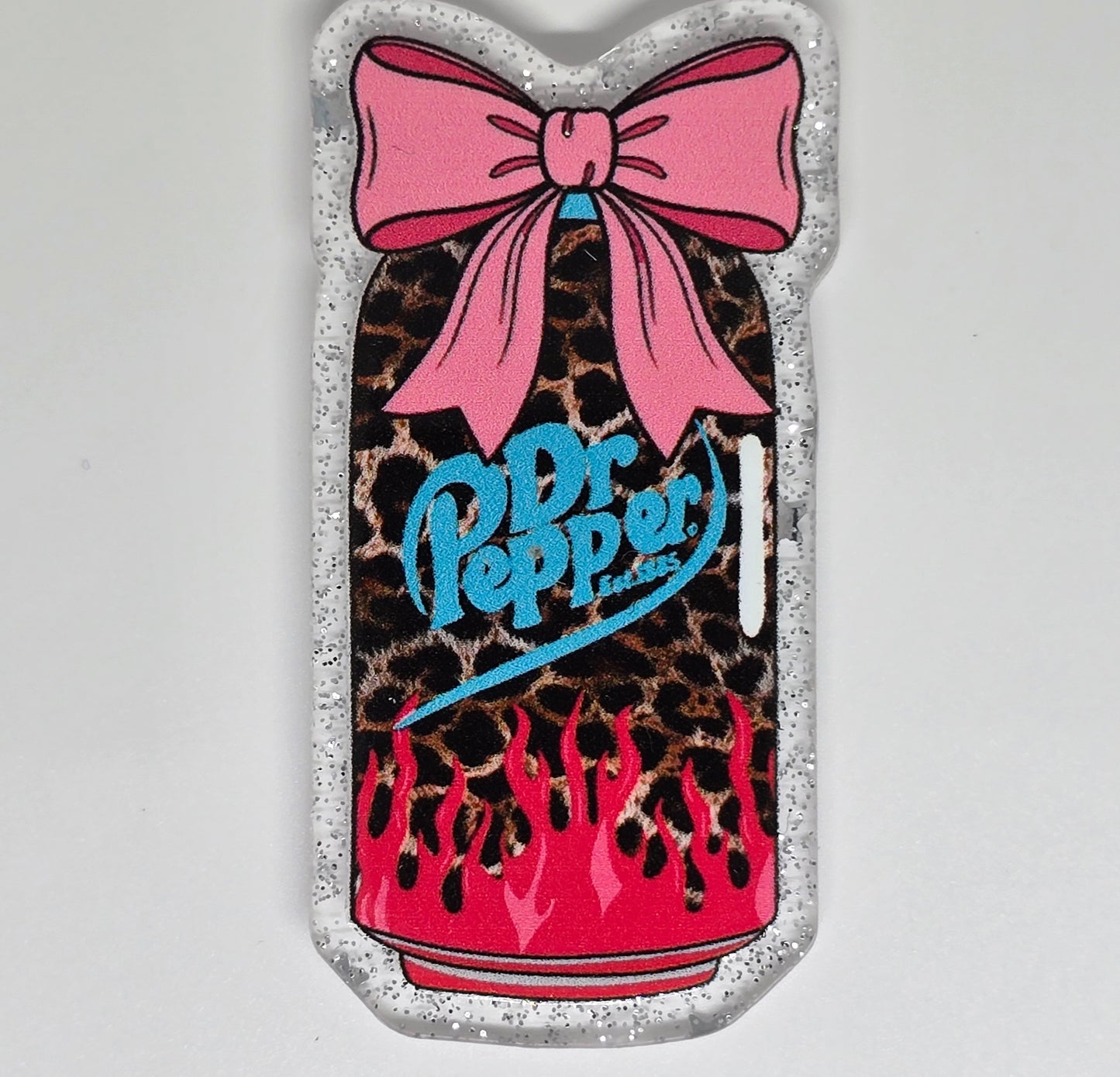 Acrylic Glitter Flatback- Dr. Pepper Leopard (Large)