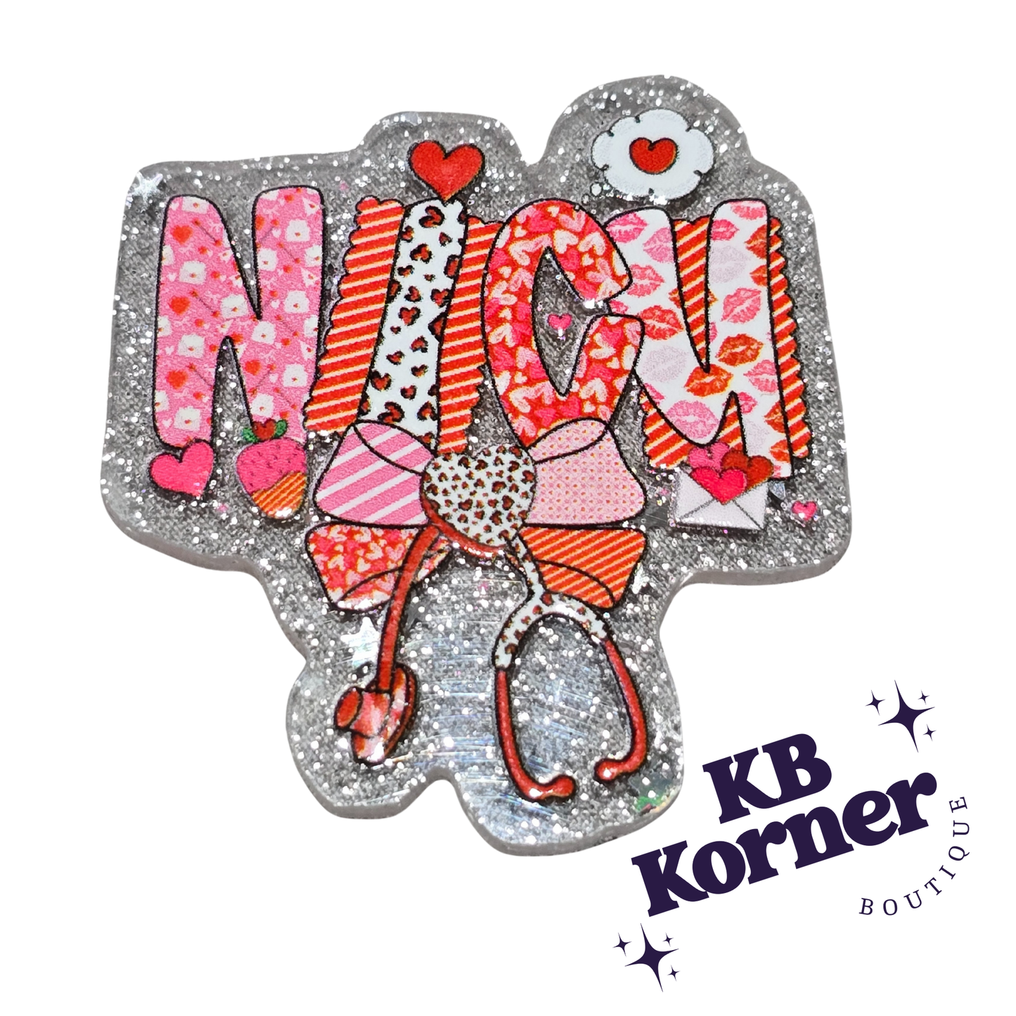 Acrylic Glitter Flatbacks- Valentine’s NICU