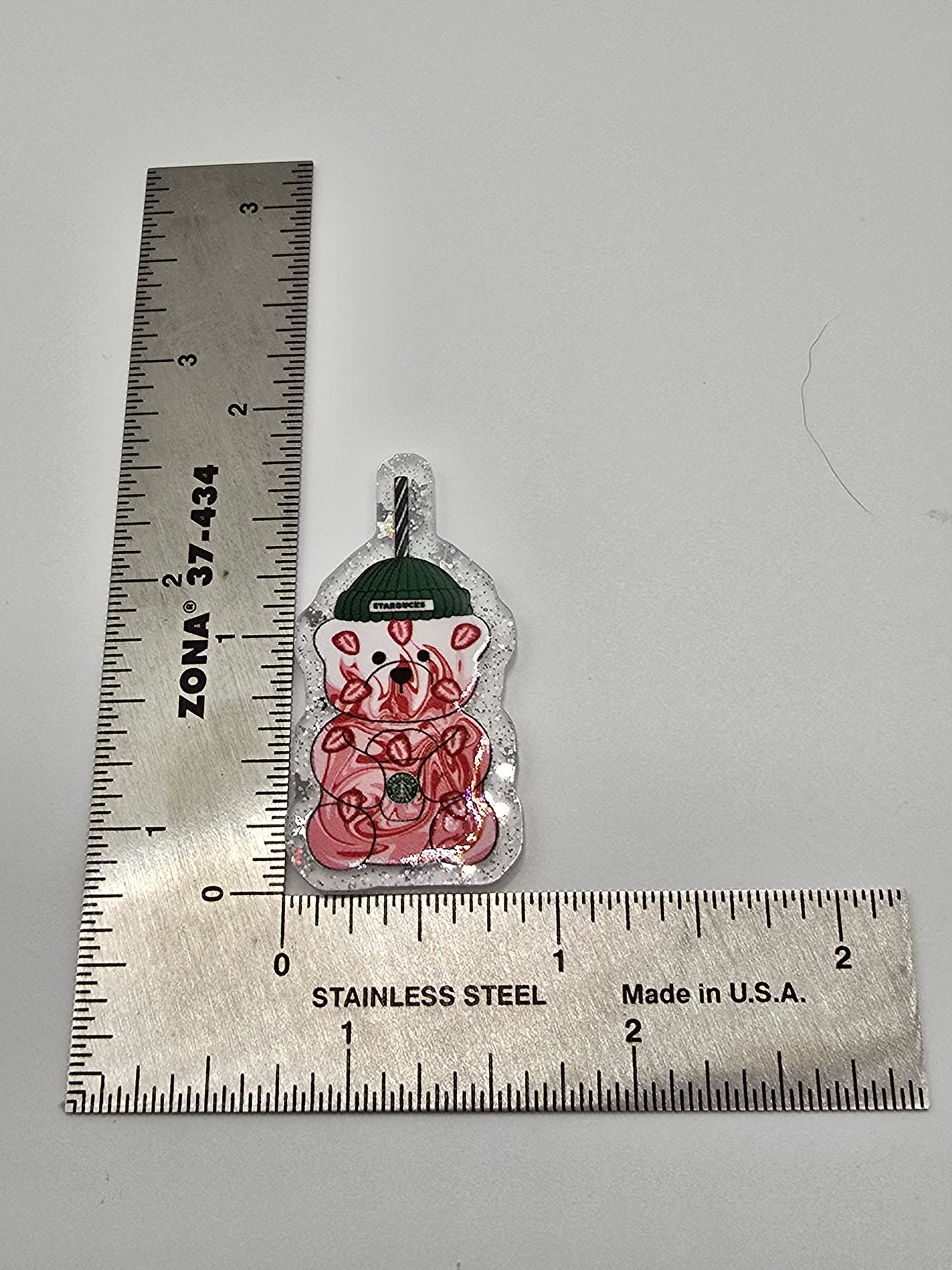 Acrylic Glitter Flatbacks- Starbies Strawberry Brew