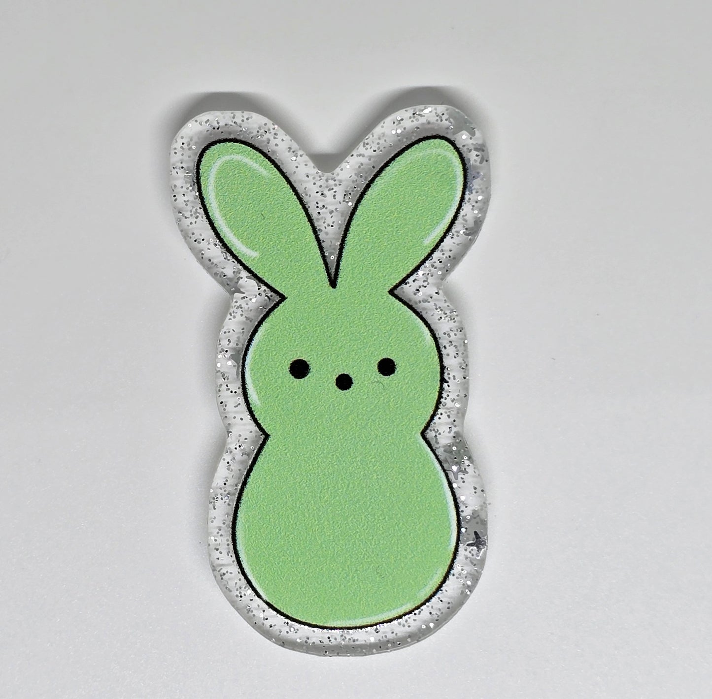 Acrylic Glitter Flatback- Green Peep