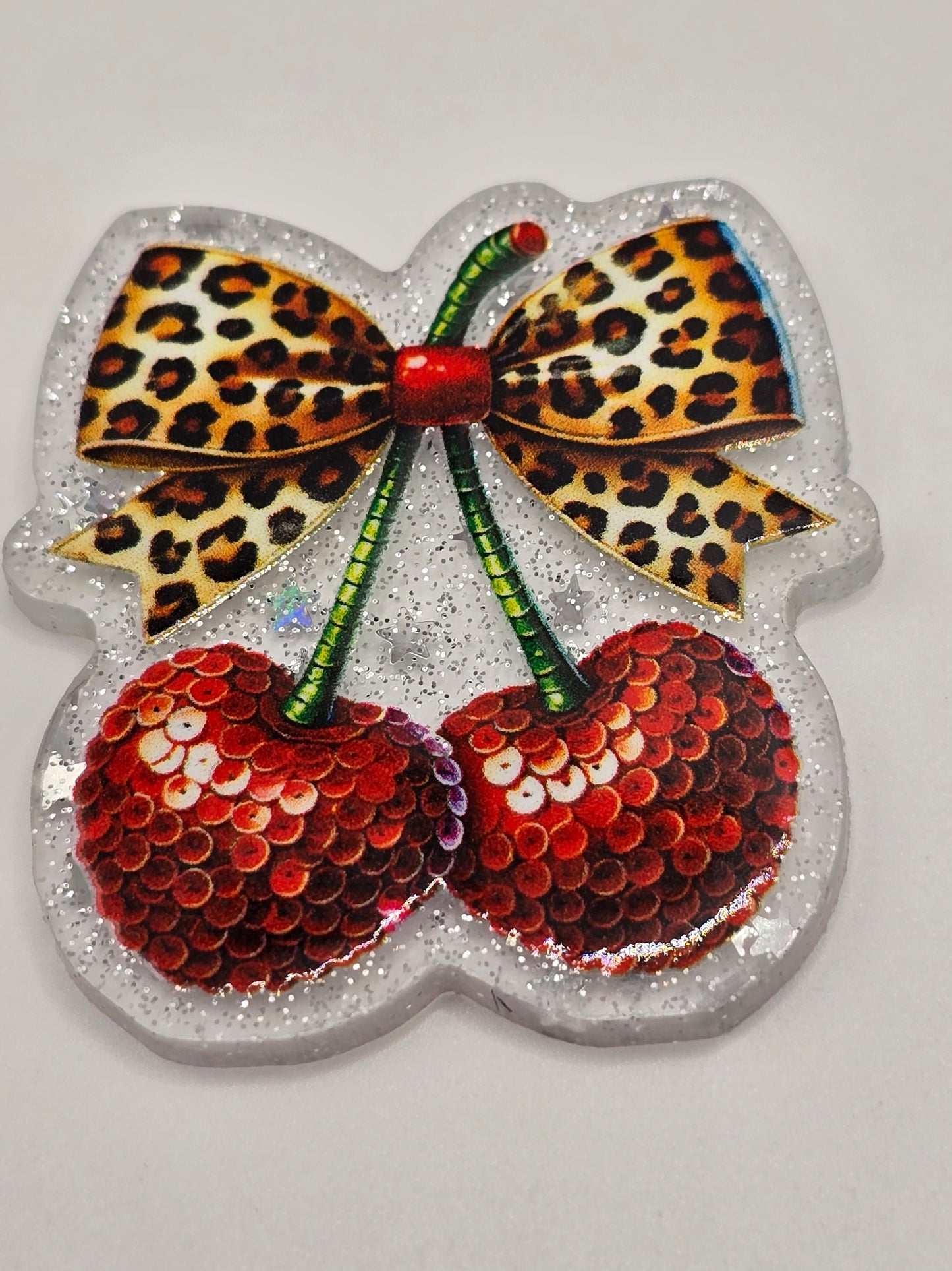 🍒 Acrylic Glitter Flatbacks- Sequin Cherries 🍒