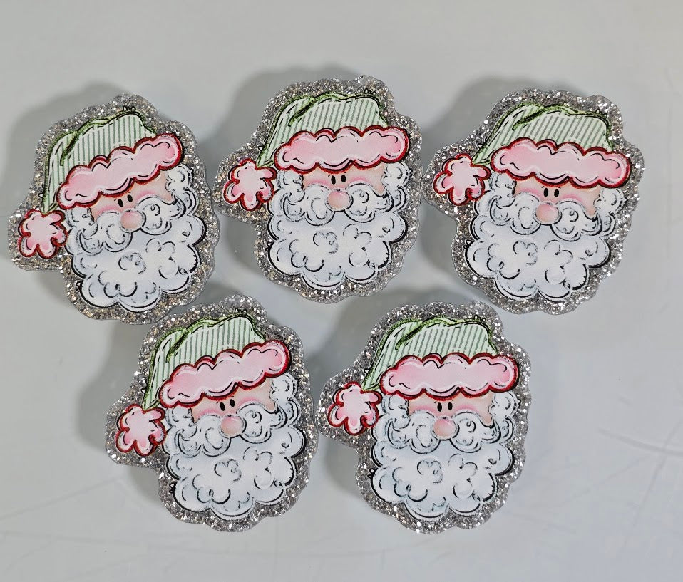 Acrylic Glitter Flatbacks - Santa