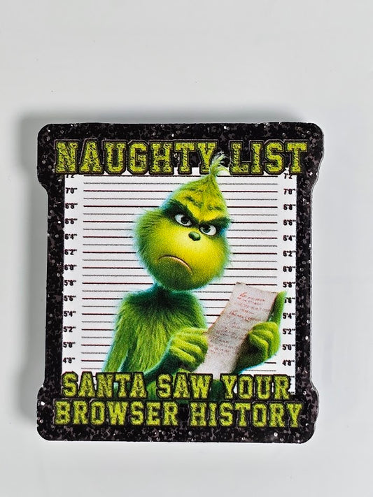 Acrylic Glitter Flatbacks - Santa Saw Your Browser History