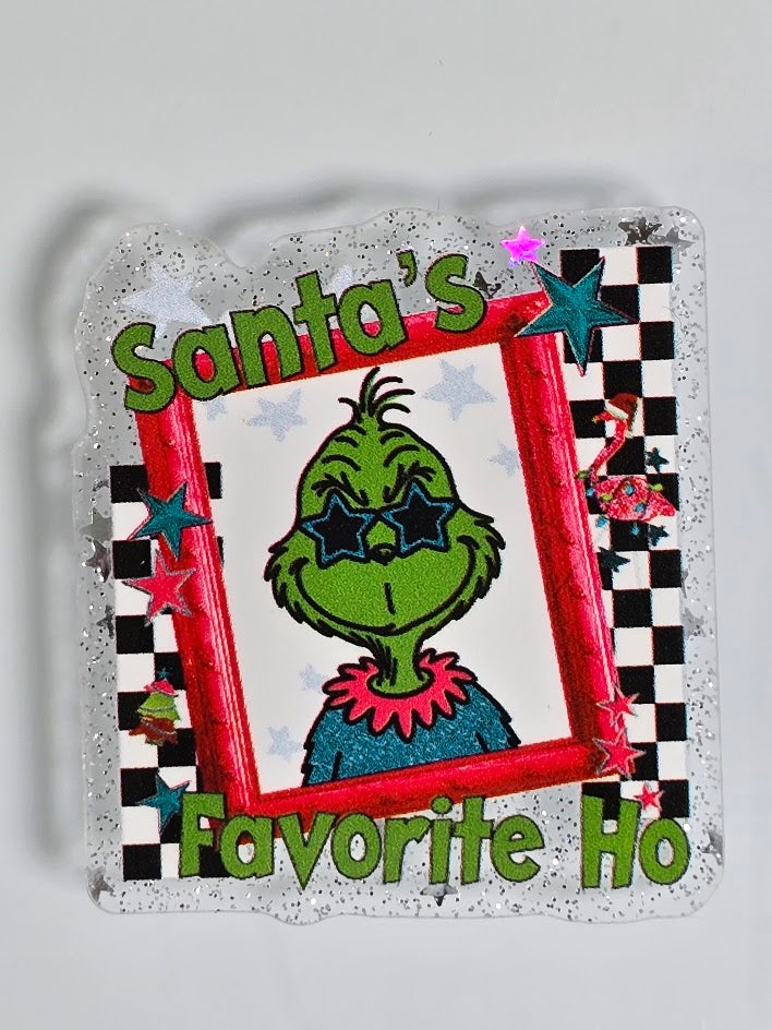 Acrylic Glitter Flatbacks - Santa's Favorite Ho