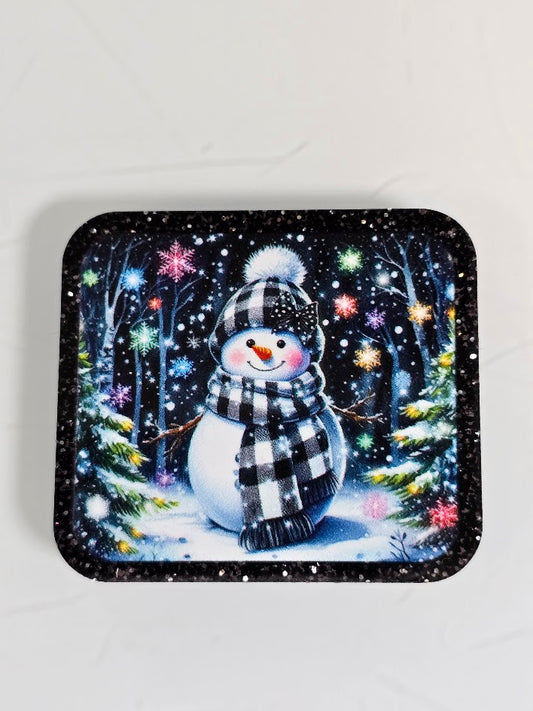Acrylic Glitter Flatbacks - Snowman